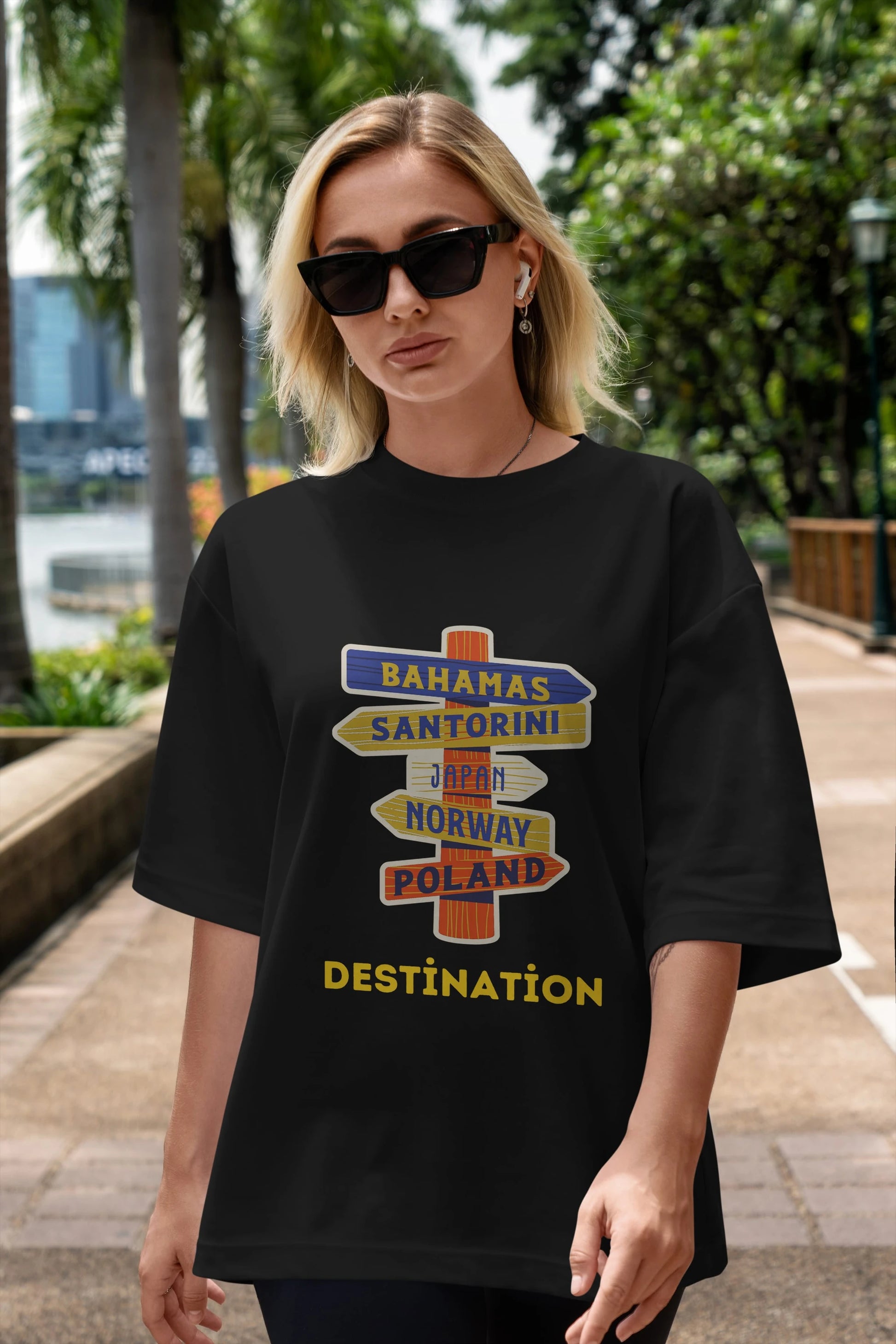 Destination Yazılı Ön Baskılı Oversize t-shirt Erkek Kadın Unisex