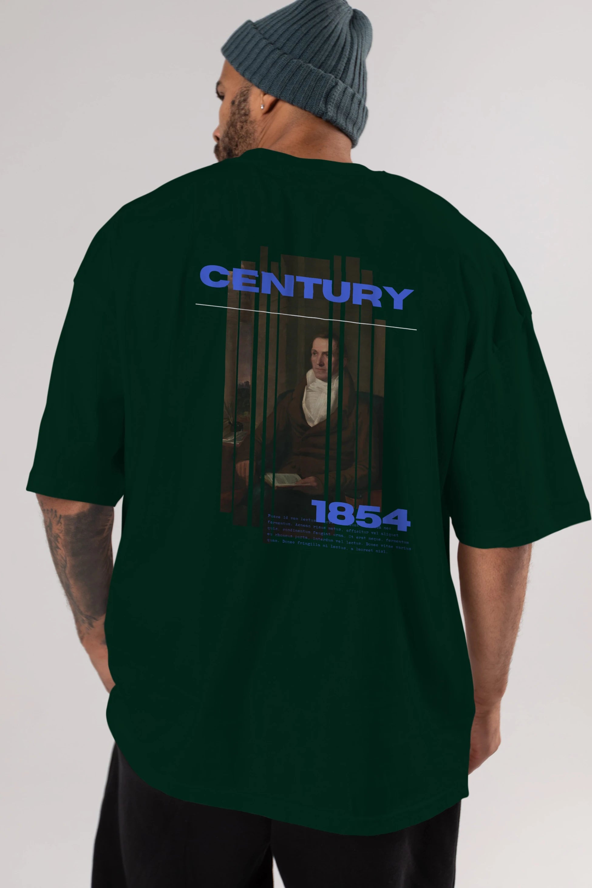 Century 1854 Yazılı Arka Baskılı Oversize t-shirt Erkek Kadın Unisex