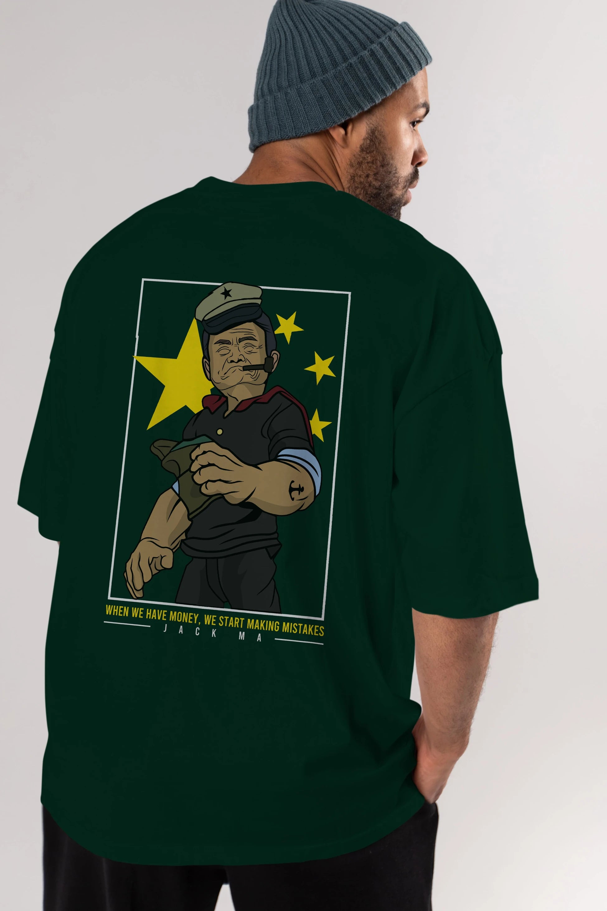 Popeye Jack Ma Arka Baskılı Oversize t-shirt Erkek Kadın Unisex %100 Pamuk tişort