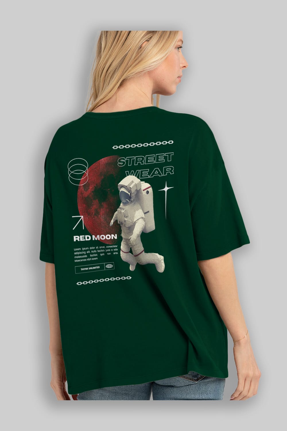 Red Moon Streetwear Arka Baskılı Oversize t-shirt Erkek Kadın Unisex
