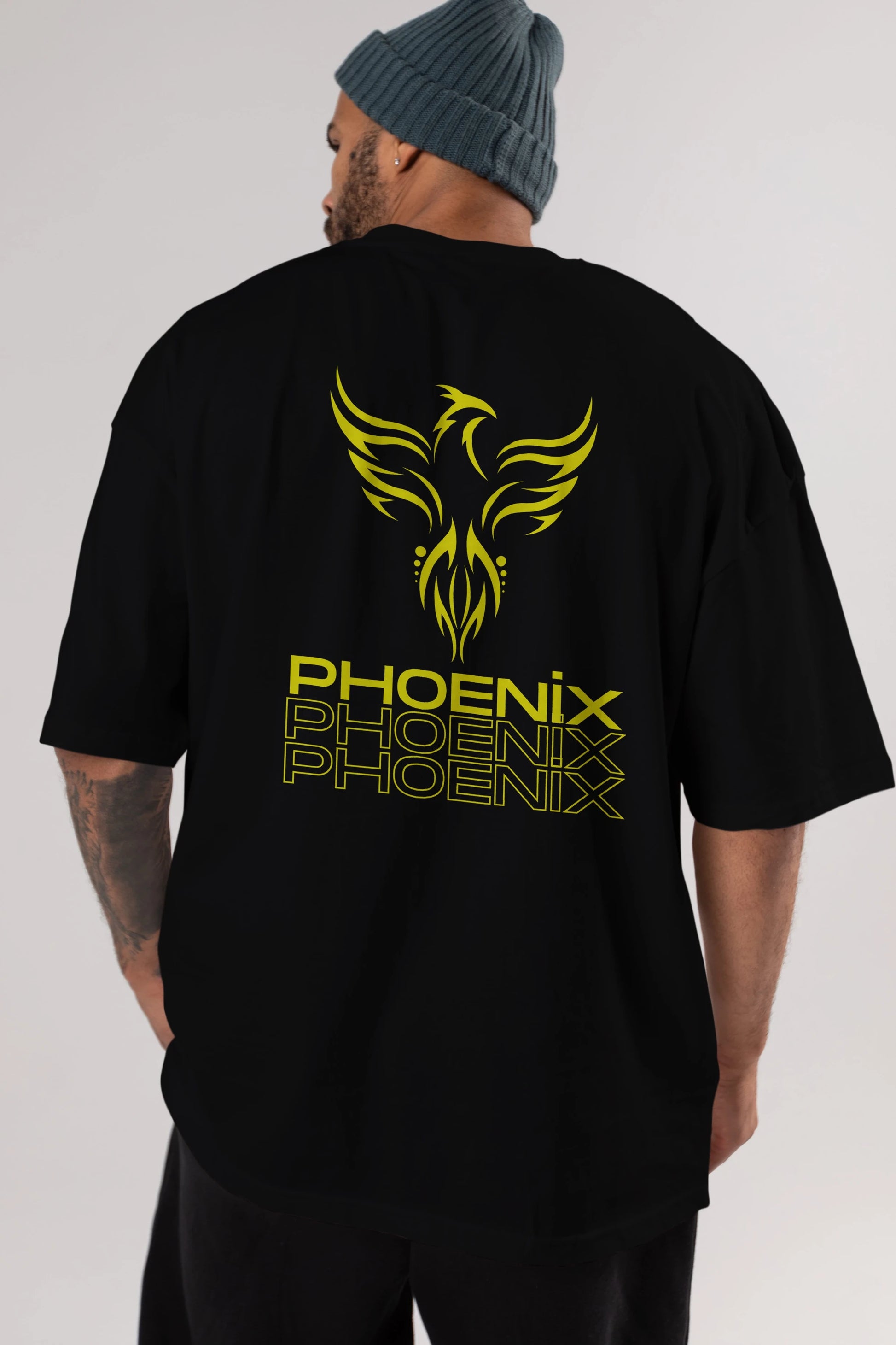 Phoenix Yazılı Arka Baskılı Oversize t-shirt Erkek Kadın Unisex