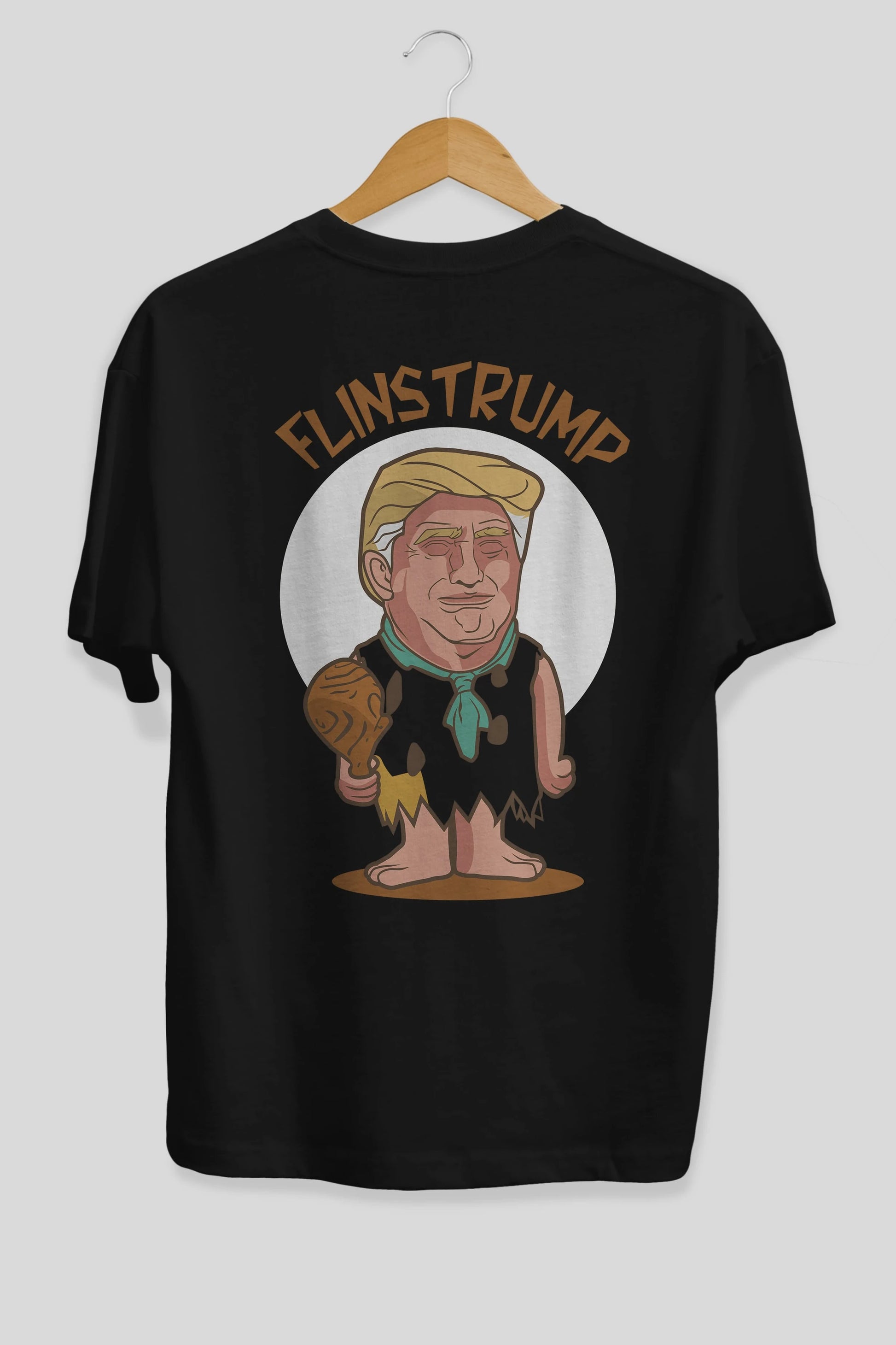 Flinstrump Arka Baskılı Oversize t-shirt Erkek Kadın Unisex %100 Pamuk tişort