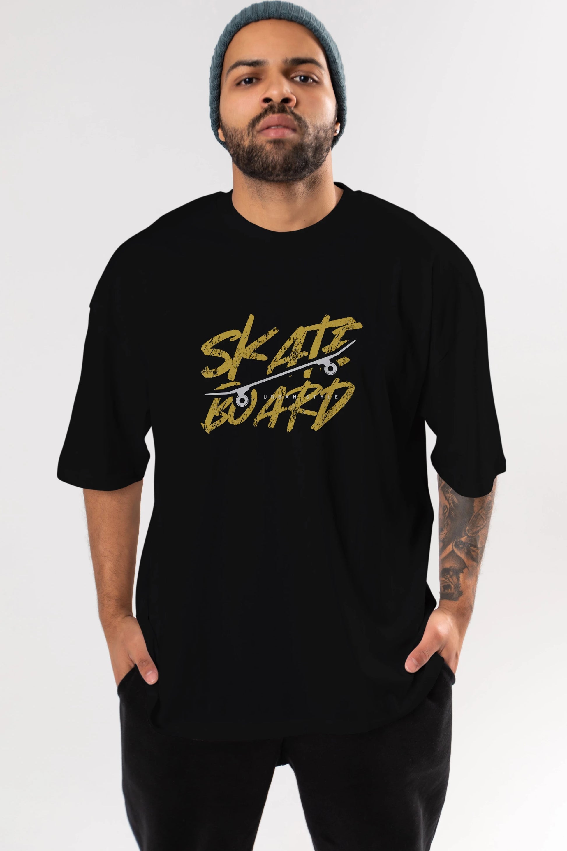 Skate Board Ön Baskılı Oversize t-shirt Erkek Kadın Unisex