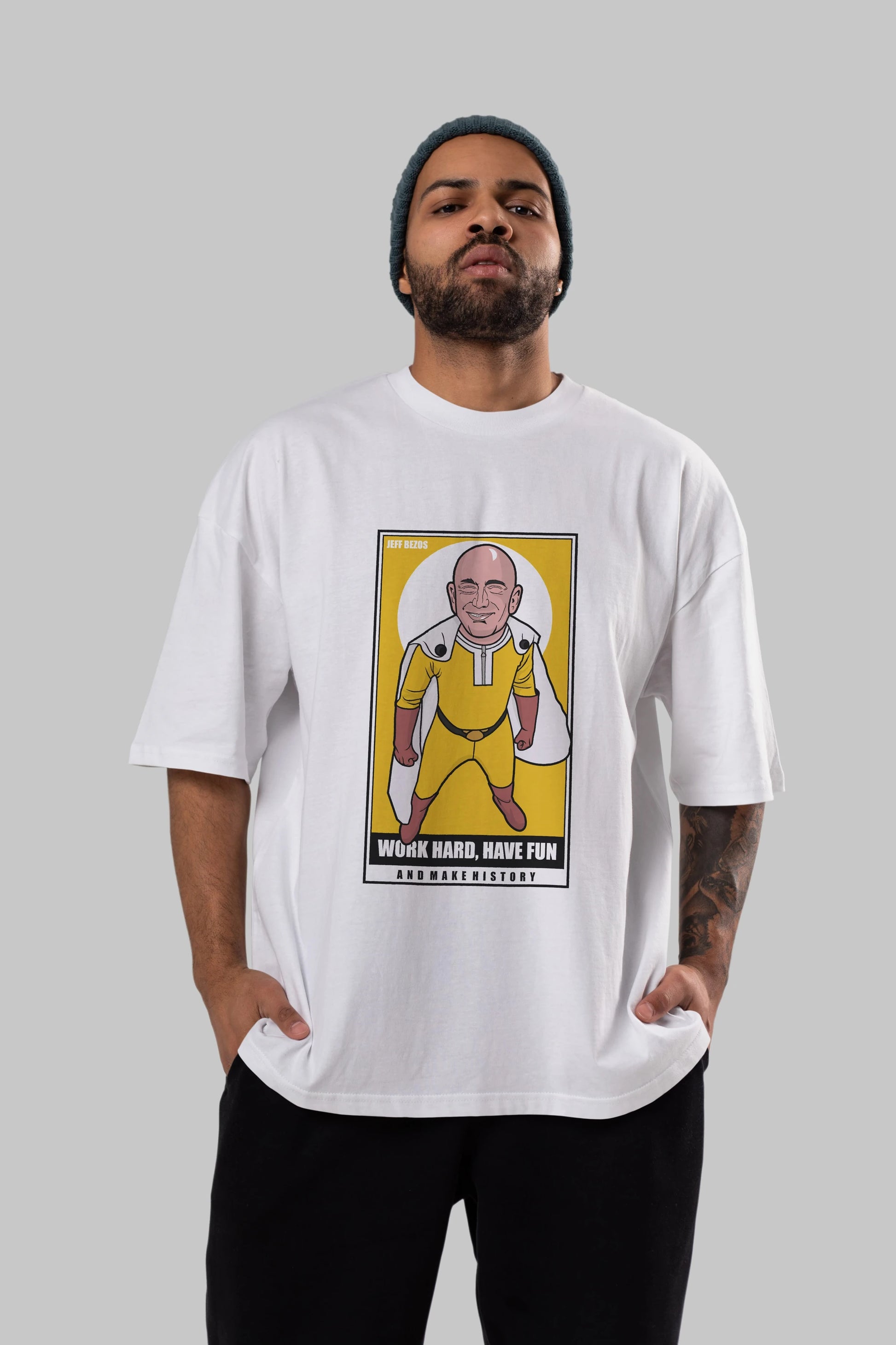 Jeff Bezos Saitama Ön Baskılı Oversize t-shirt Erkek Kadın Unisex %100 Pamuk tişort