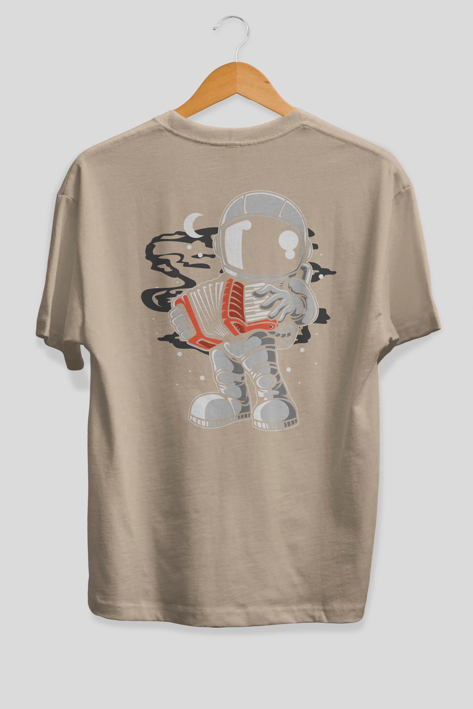 Astronaut Accordion Arka Baskılı Oversize t-shirt Erkek Kadın Unisex