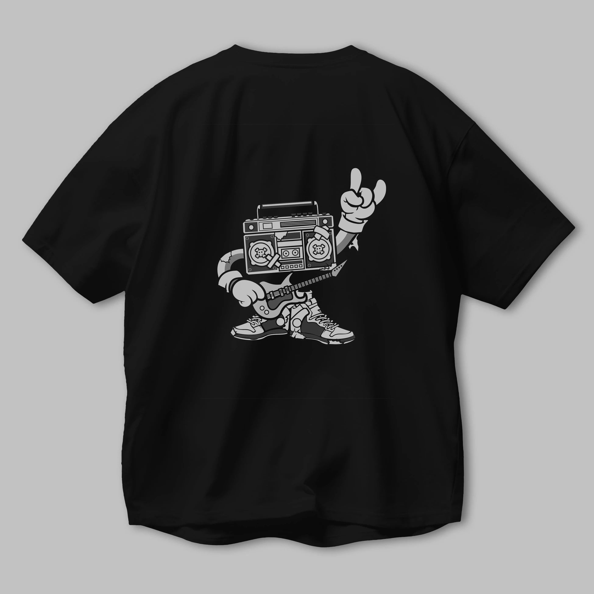 Boombox Rockstar Arka Baskılı Oversize t-shirt Erkek Kadın Unisex %100 Pamuk tişort