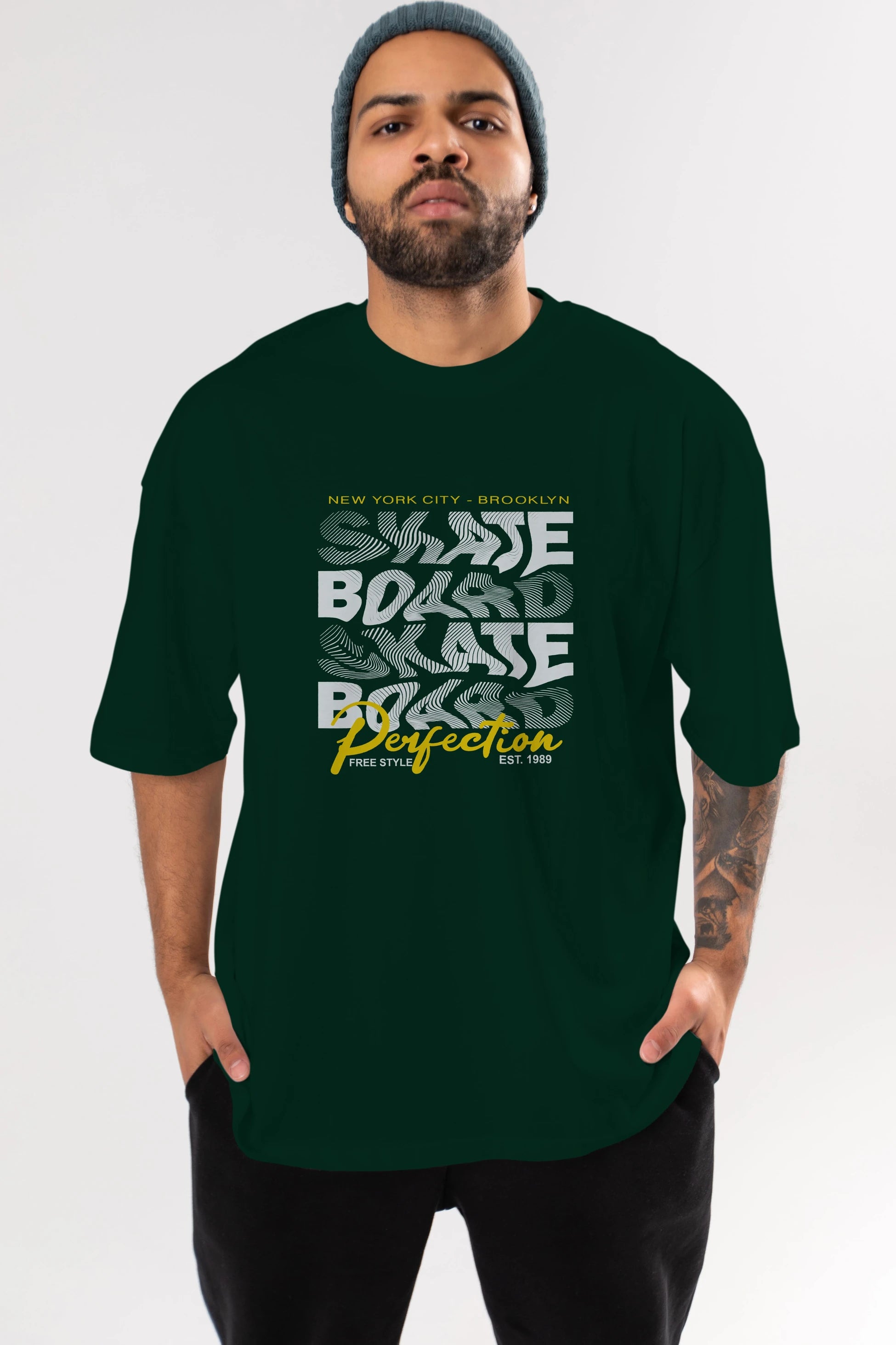 New York City and Brooklyn Ön Baskılı Oversize t-shirt Erkek Kadın Unisex