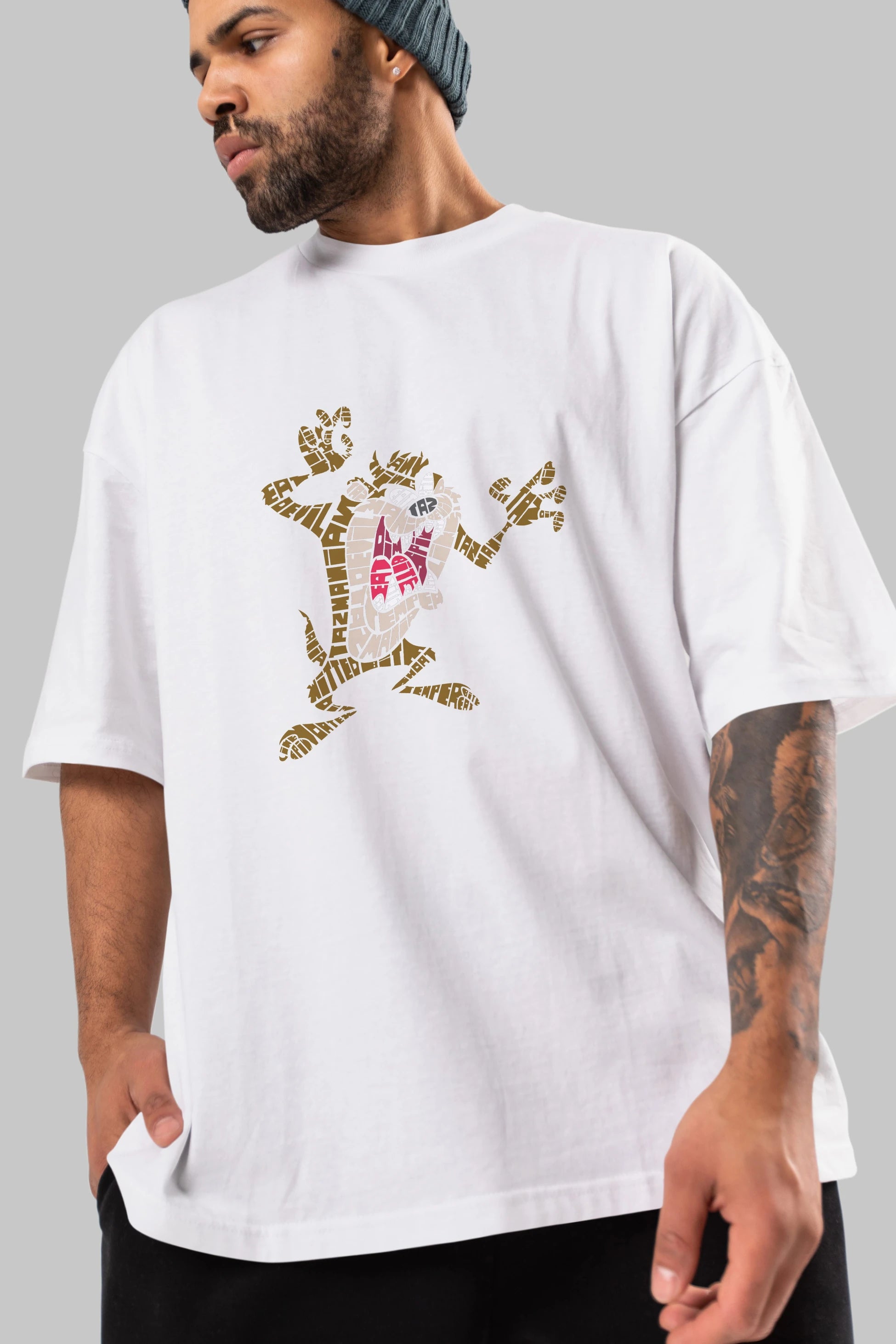 Tazmania Ön Baskılı Oversize t-shirt %100 pamuk Erkek Kadın Unisex