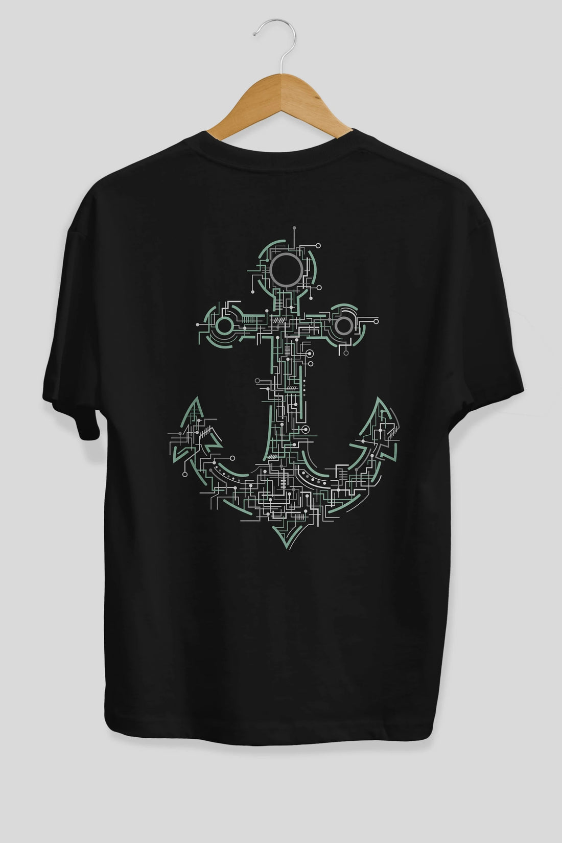 Electric Anchor Arka Baskılı Oversize t-shirt %100 pamuk Erkek Kadın Unisex