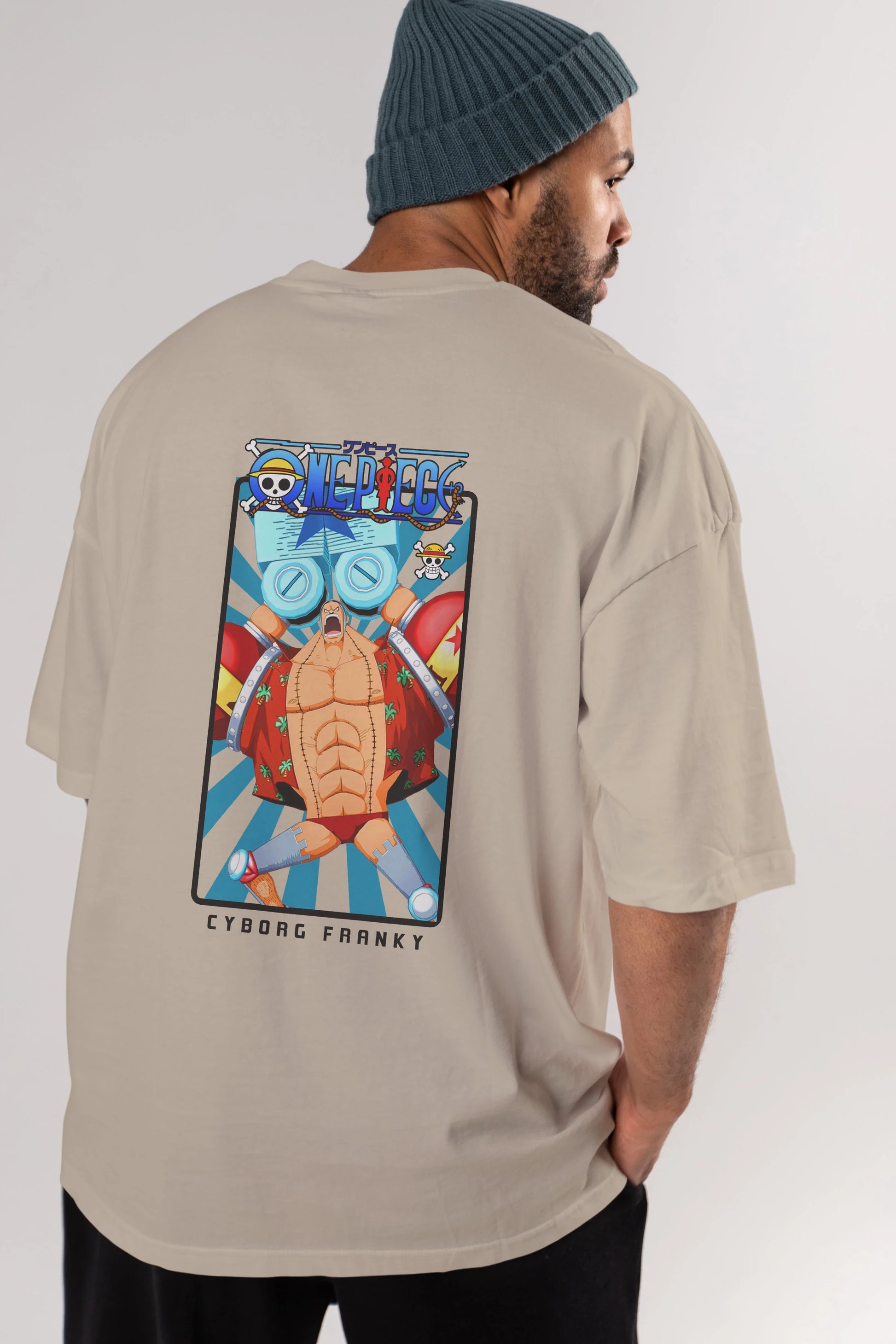Franky Anime Arka Baskılı Oversize t-shirt Erkek Kadın Unisex %100 pamuk tişort