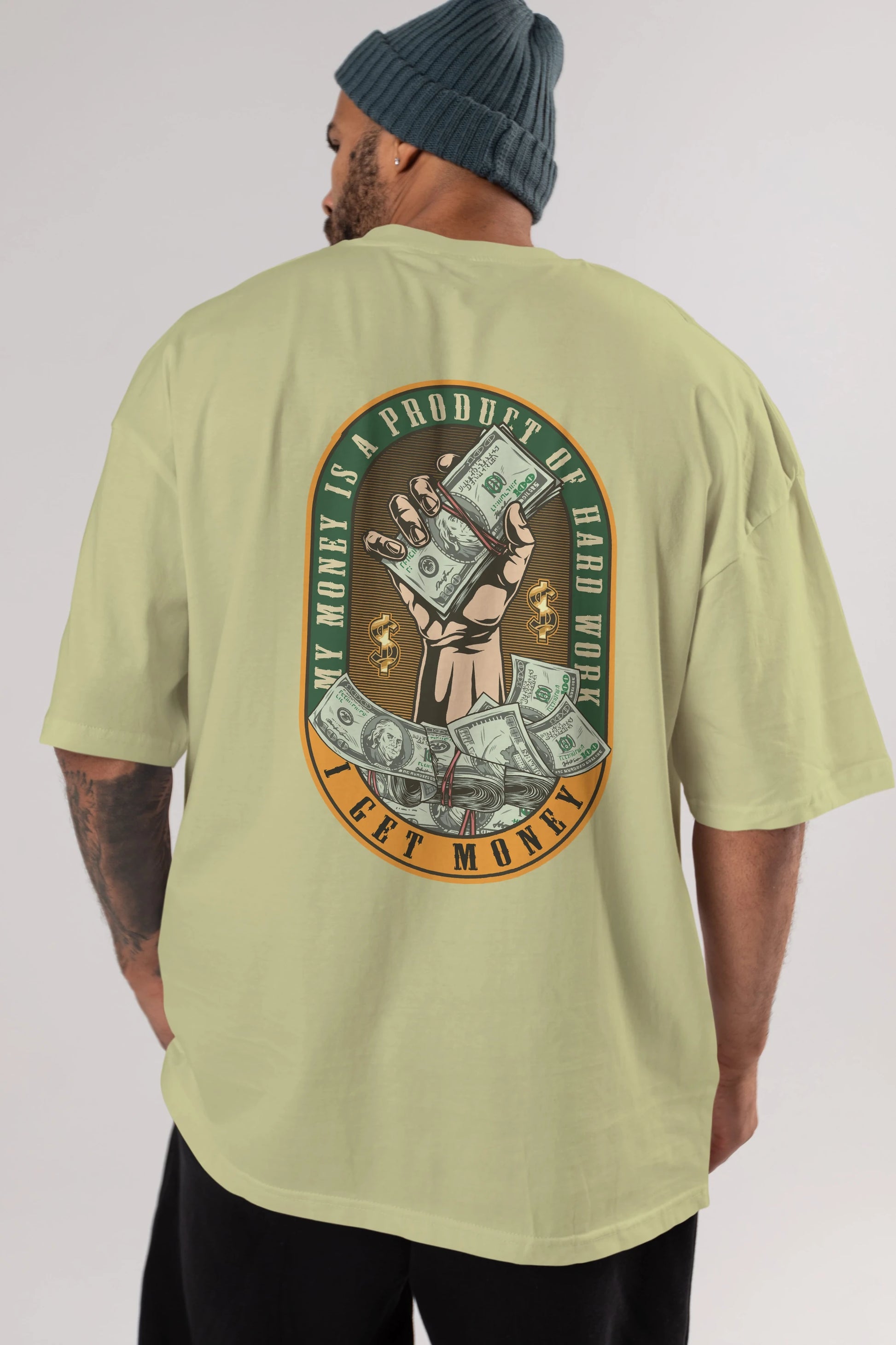 I Get Money Arka Baskılı Oversize t-shirt Erkek Kadın Unisex