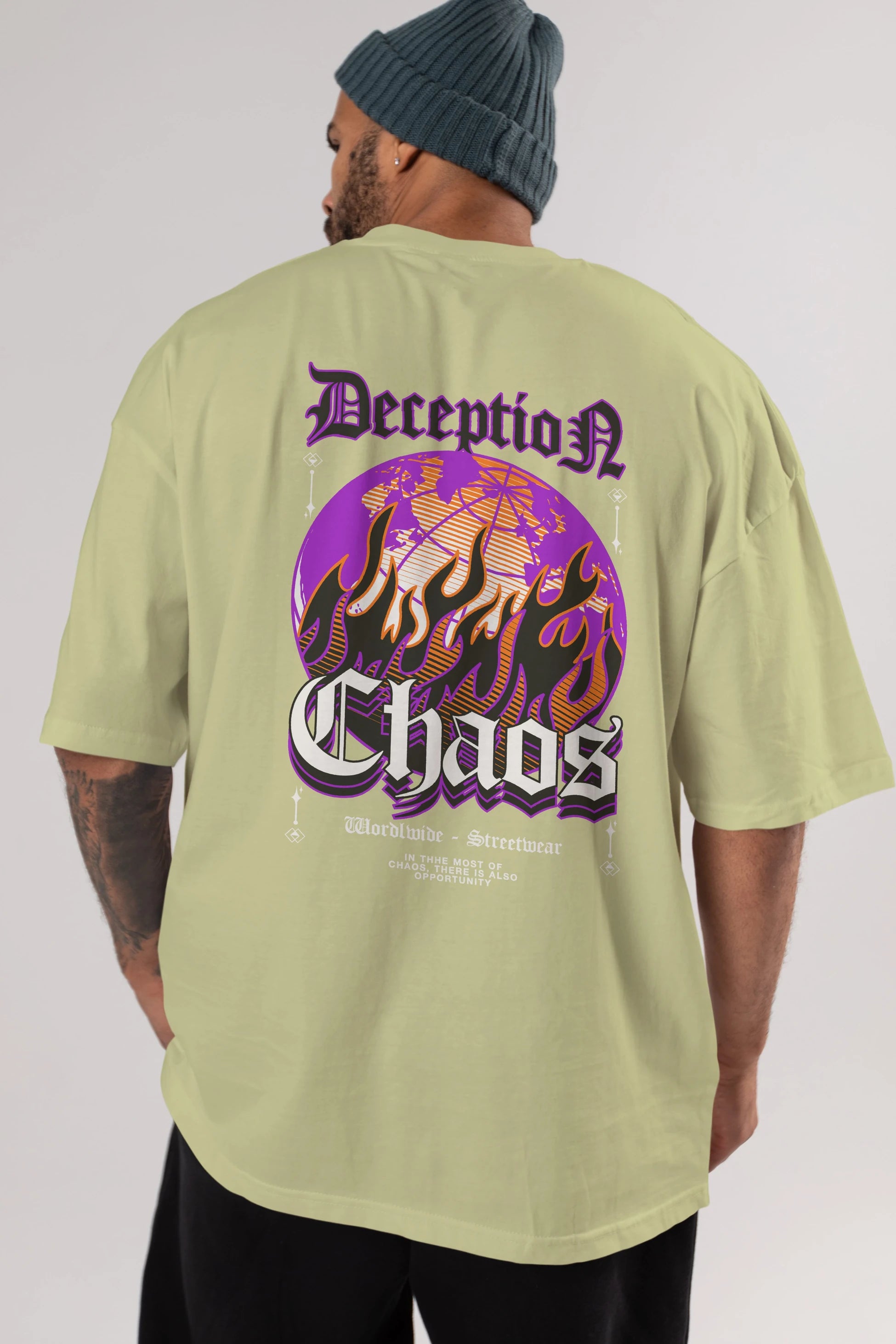 Deception Chaos Arka Baskılı Oversize t-shirt Erkek Kadın Unisex