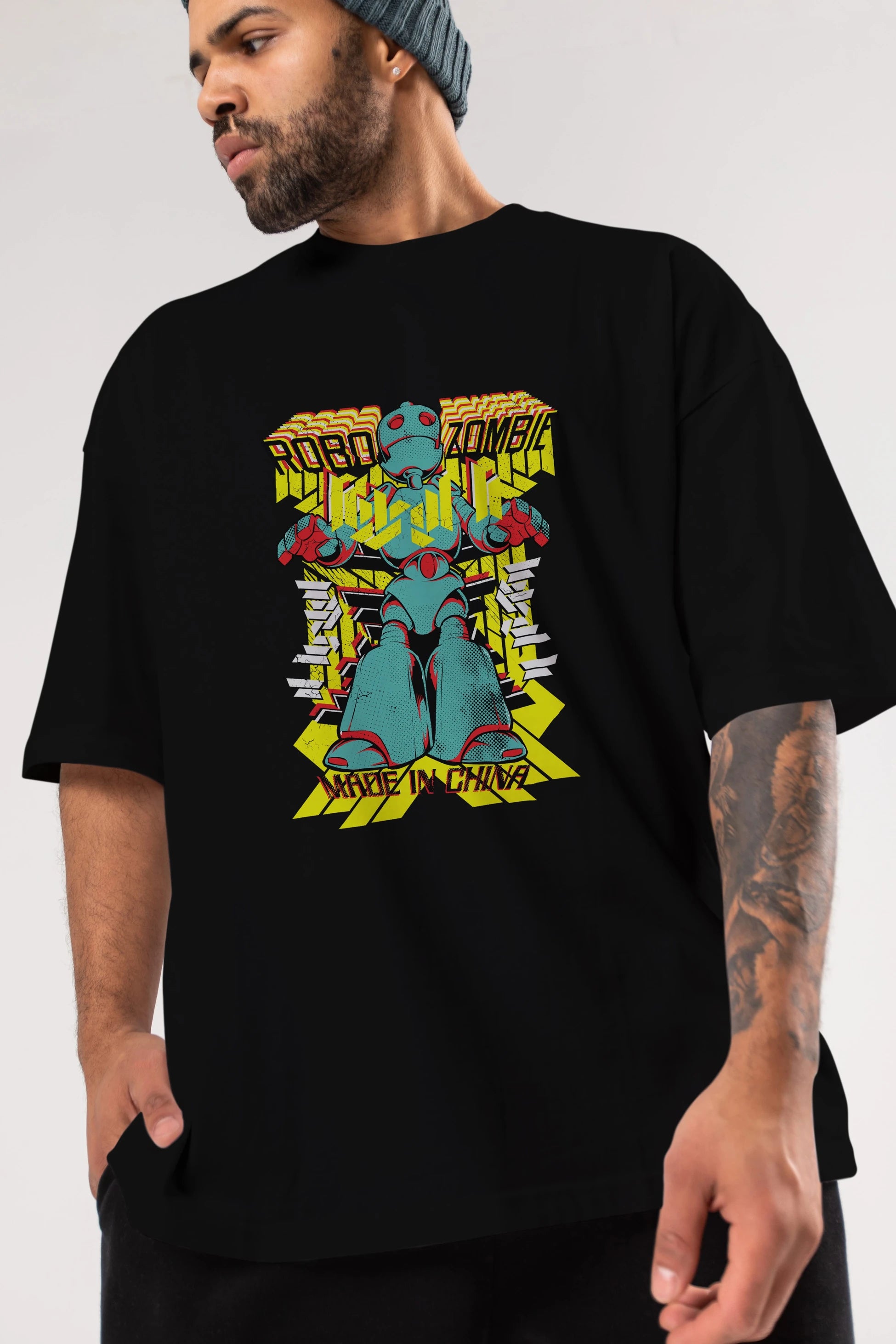 Robo Zombie Ön Baskılı Oversize t-shirt Erkek Kadın Unisex