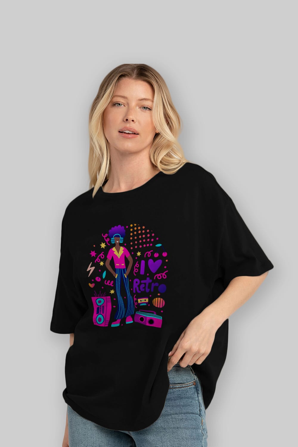 Retro Boy Party Ön Baskılı Oversize t-shirt Erkek Kadın Unisex