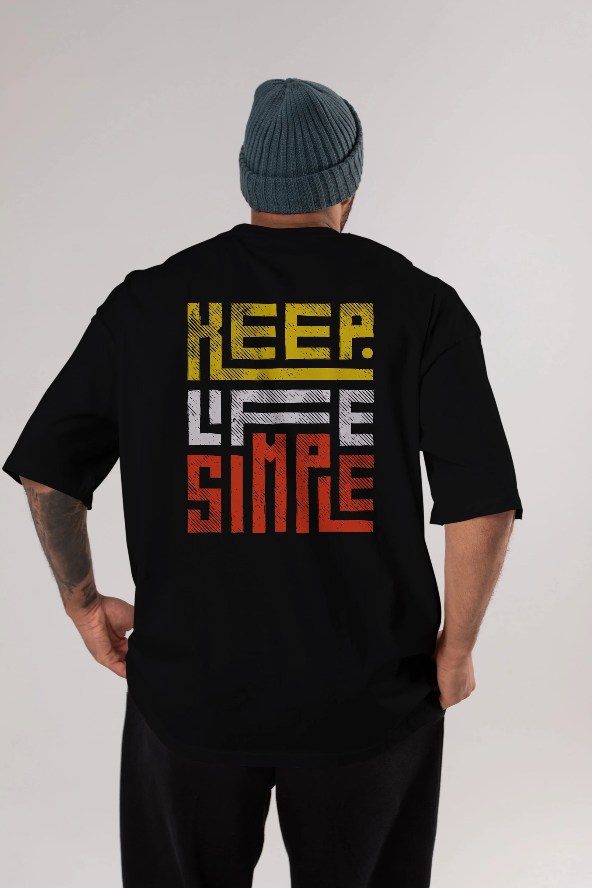 Keep Life Simple Yazılı Arka Baskılı Oversize t-shirt Erkek Kadın Unisex
