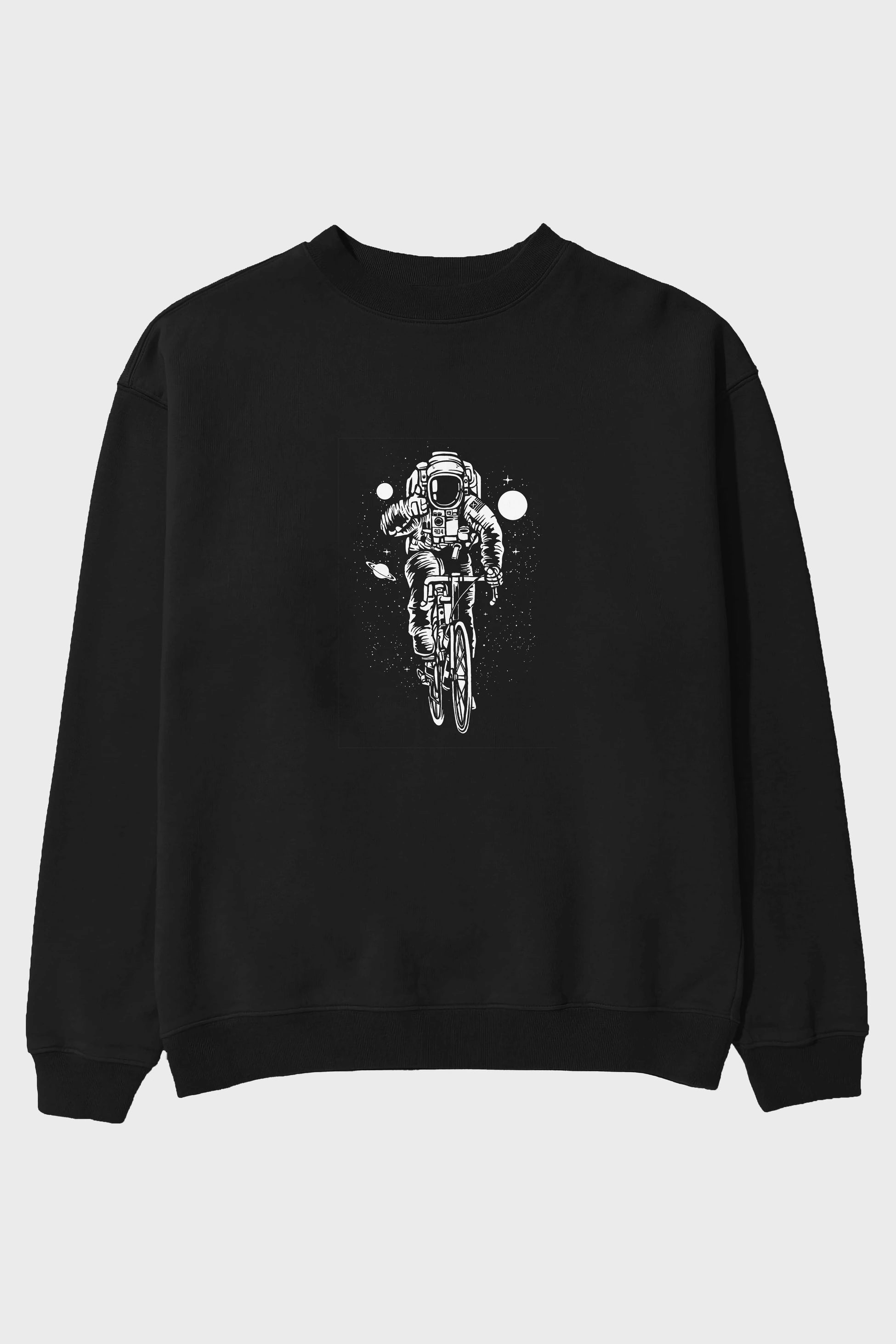 Astronaut Bicycle Ön Baskılı Oversize Sweatshirt Erkek Kadın Unisex