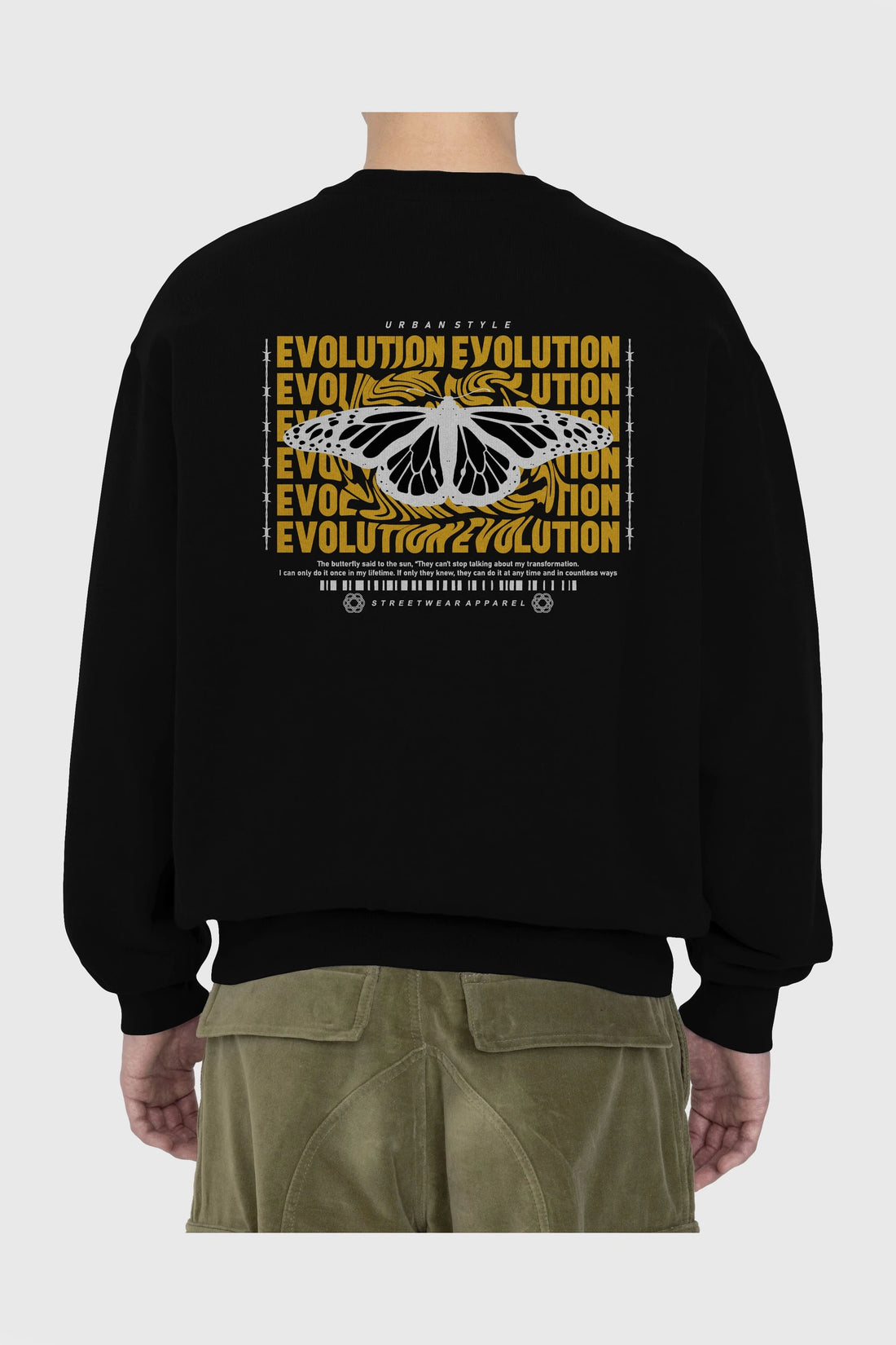 Evolution Urban Style Arka Baskılı Oversize Sweatshirt Erkek Kadın Unisex
