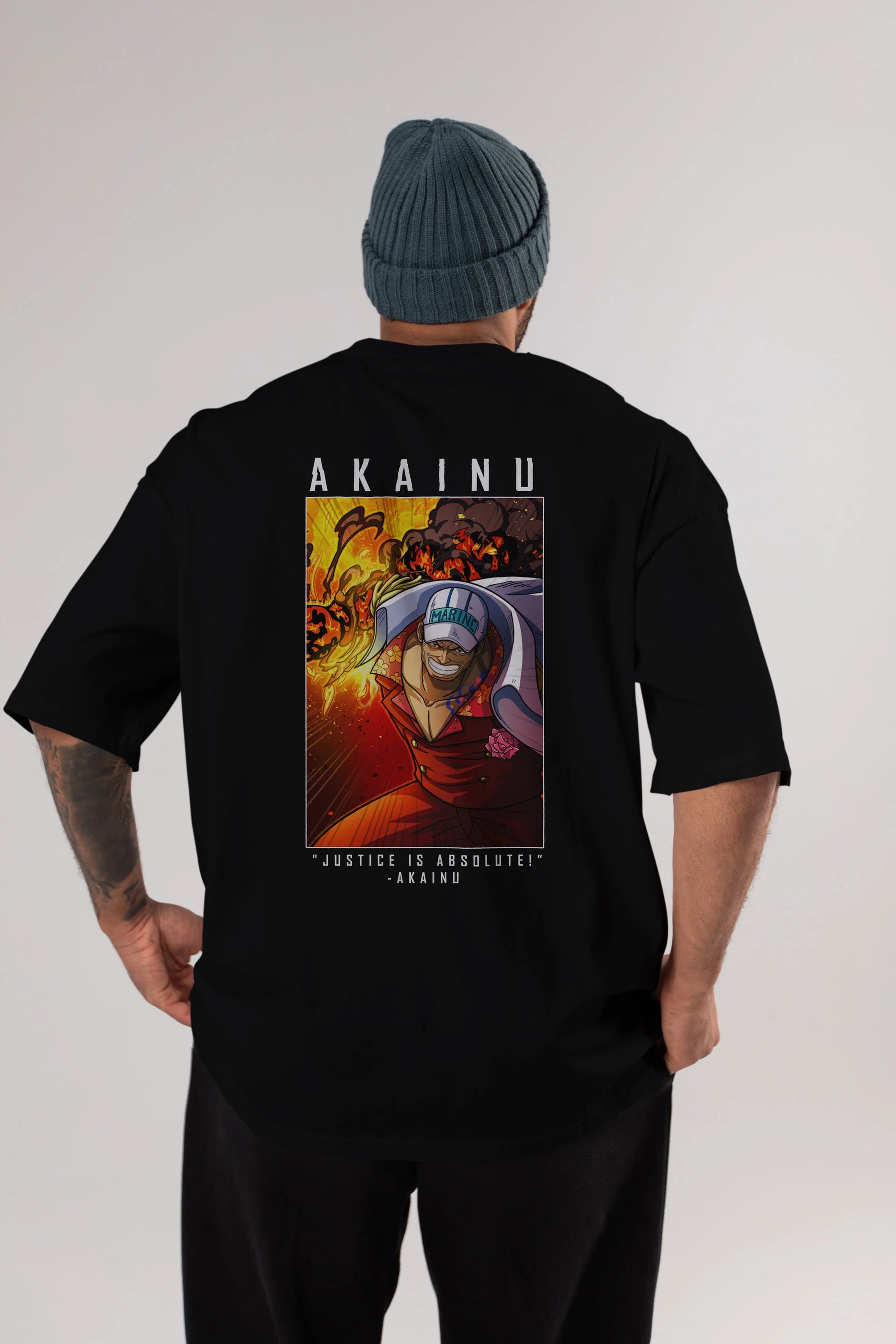 Sakazuki Anime Arka Baskılı Oversize t-shirt Erkek Kadın Unisex %100 pamuk tişort