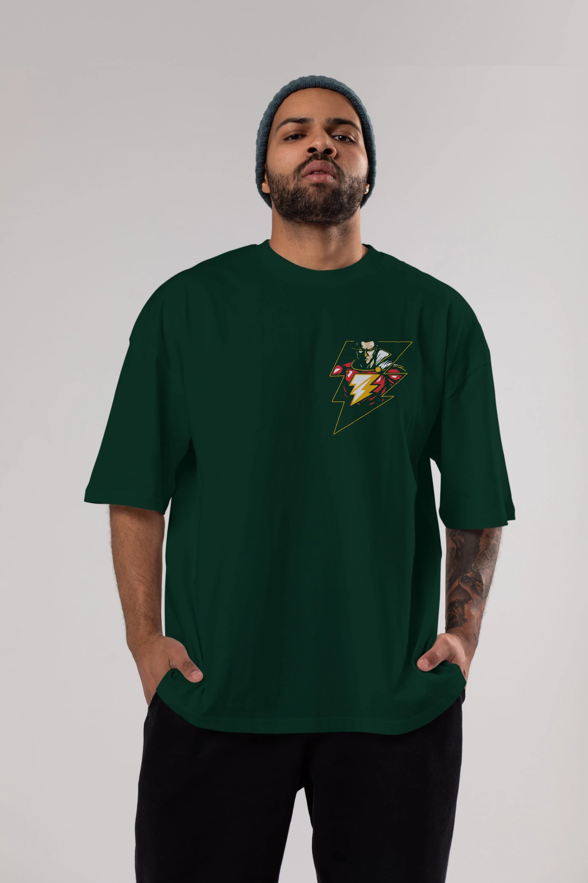 Flash Avengers (3) Ön Sol Baskılı Oversize t-shirt Erkek Kadın Unisex %100 Pamuk Bisiklet Yaka tişort