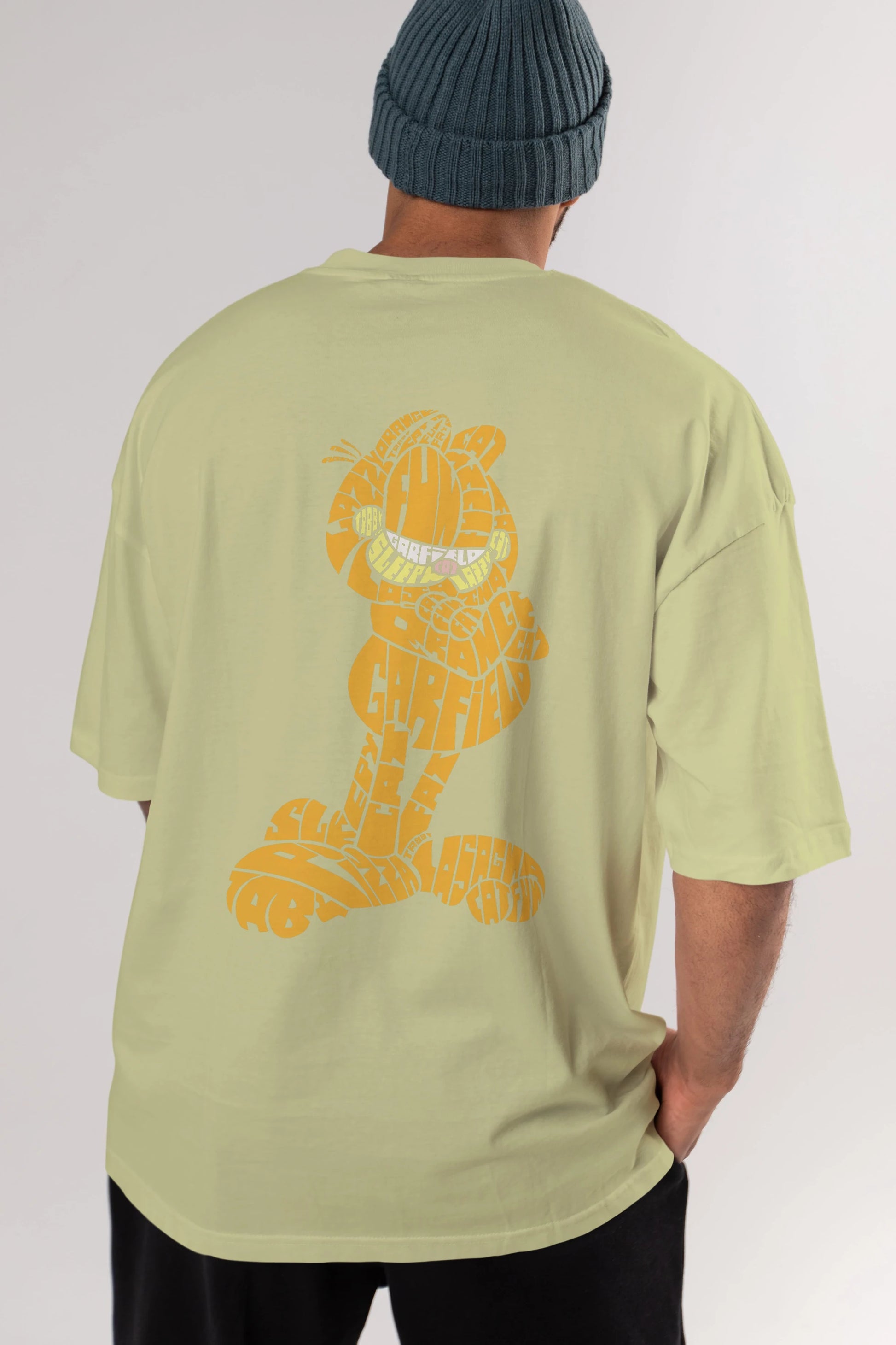 Garfield Arka Baskılı Oversize t-shirt %100 pamuk Erkek Kadın Unisex