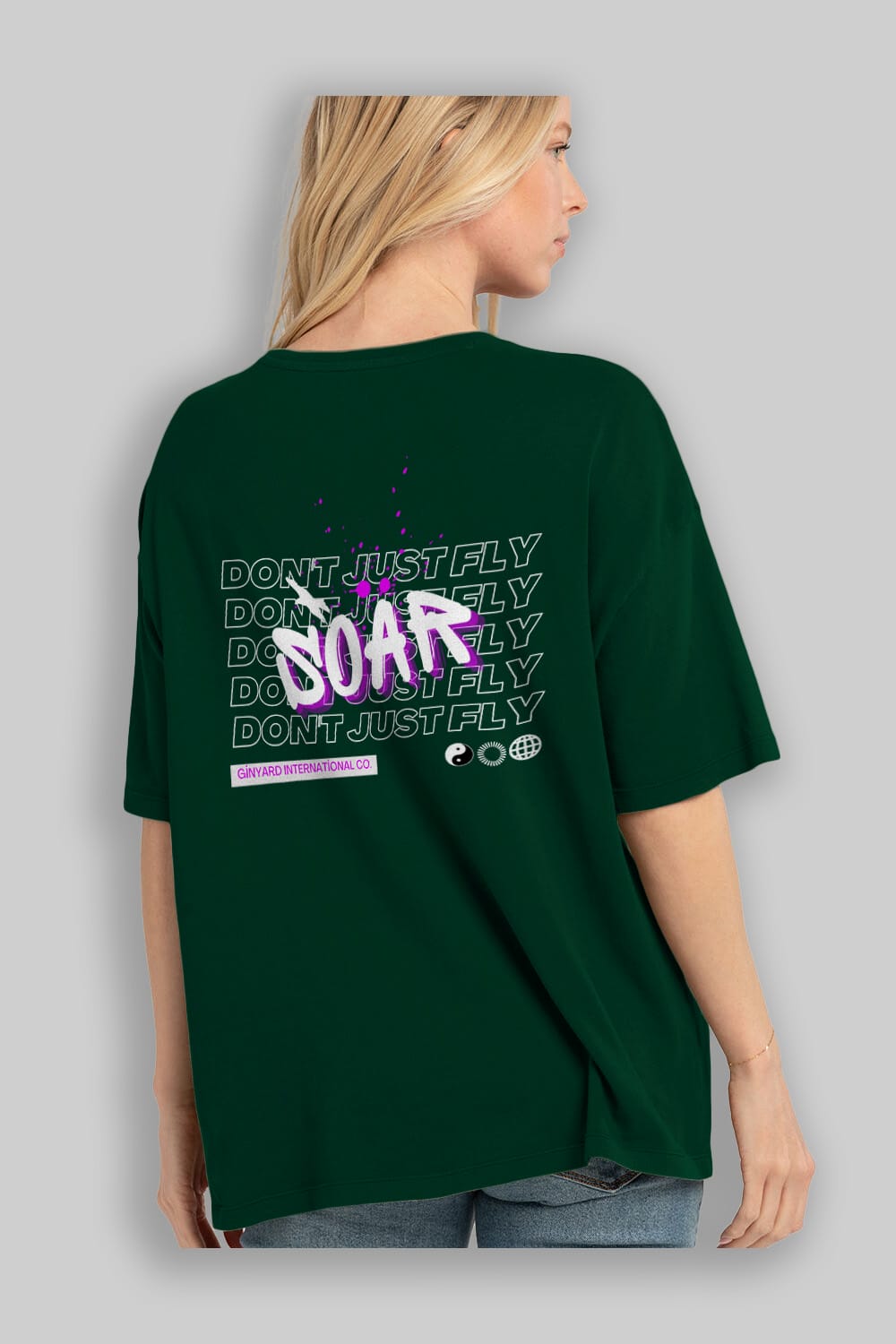 Soar Dont Just Fly Yazılı Arka Baskılı Oversize t-shirt Erkek Kadın Unisex