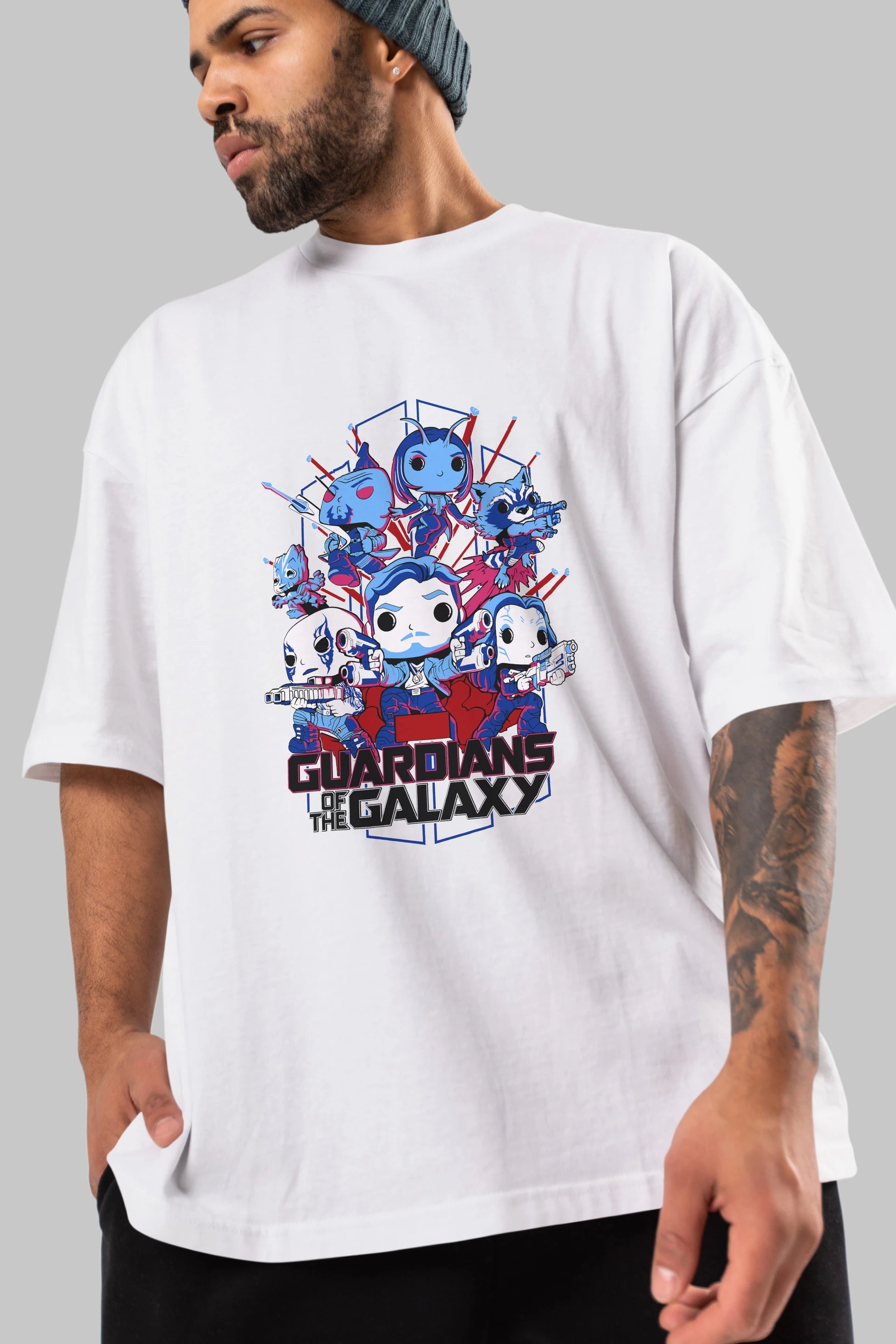 Guardians of the Galaxy Ön Baskılı Oversize t-shirt Erkek Kadın Unisex %100 Pamuk Bisiklet Yaka tişort