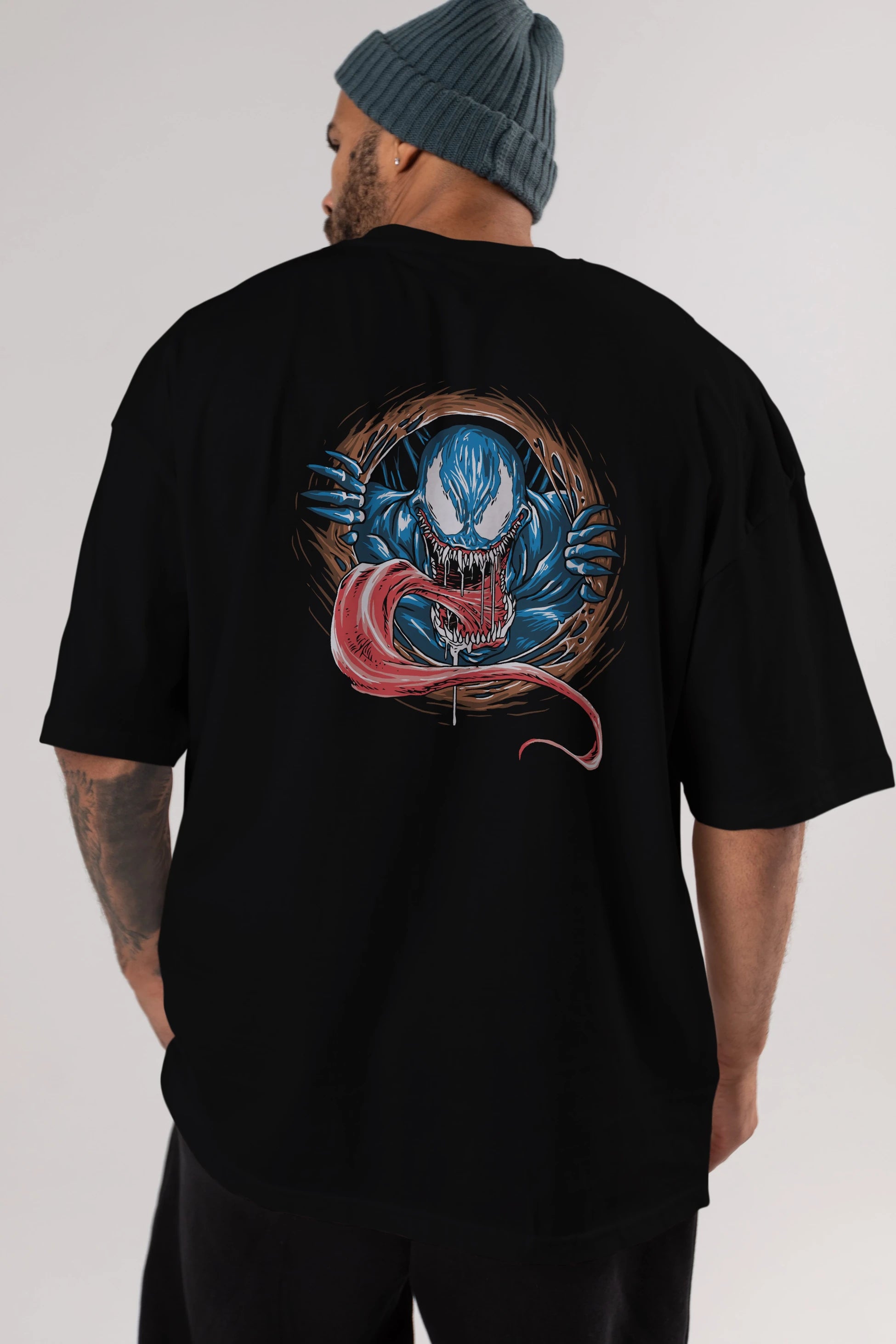 Venom (7) Arka Baskılı Oversize t-shirt Erkek Kadın Unisex %100 Pamuk Bisiklet Yaka tişort