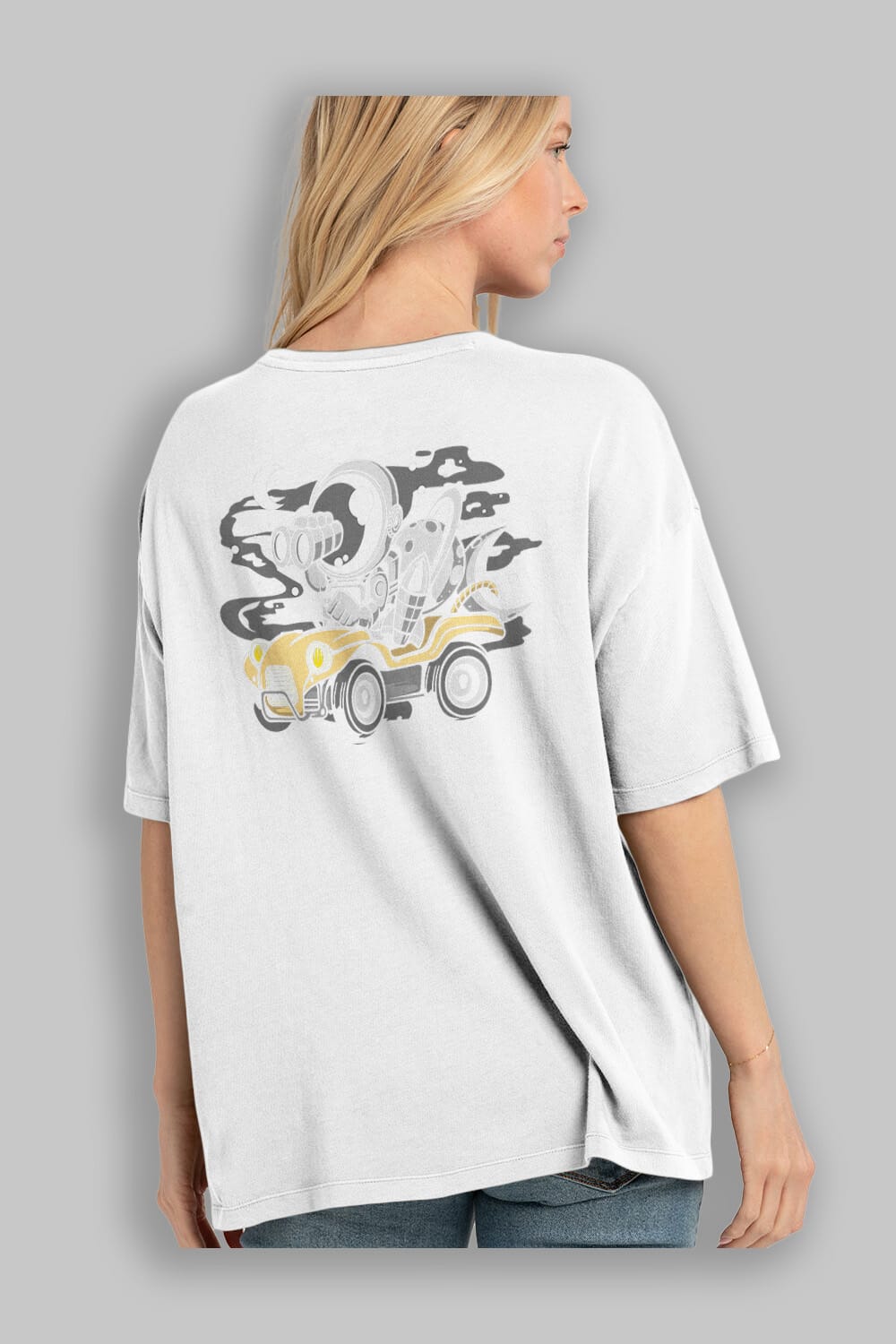Astronaut Adventure Arka Baskılı Oversize t-shirt Erkek Kadın Unisex