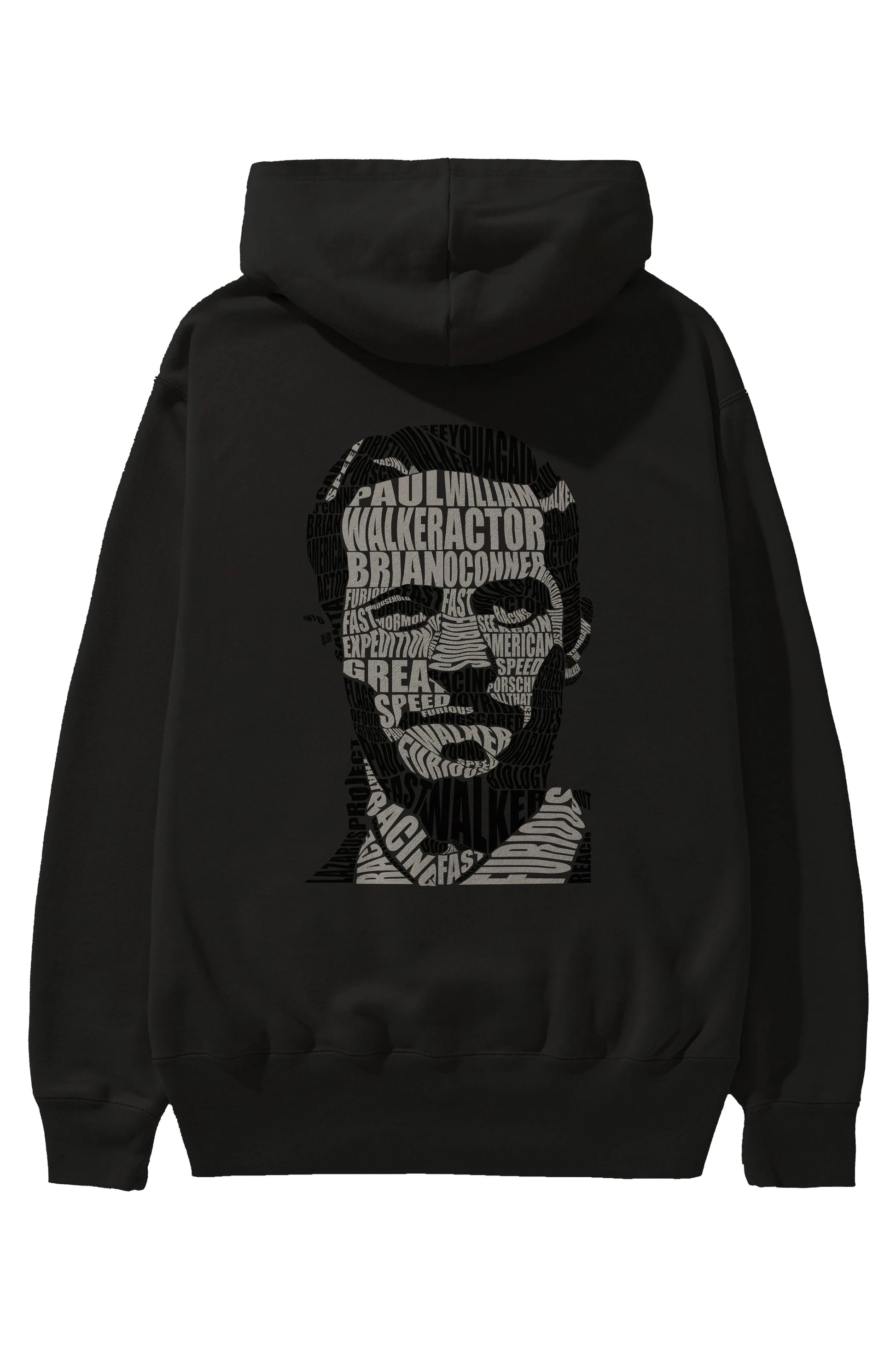 Paul Walker Calligram Arka Baskılı Hoodie Oversize Kapüşonlu Sweatshirt Erkek Kadın Unisex