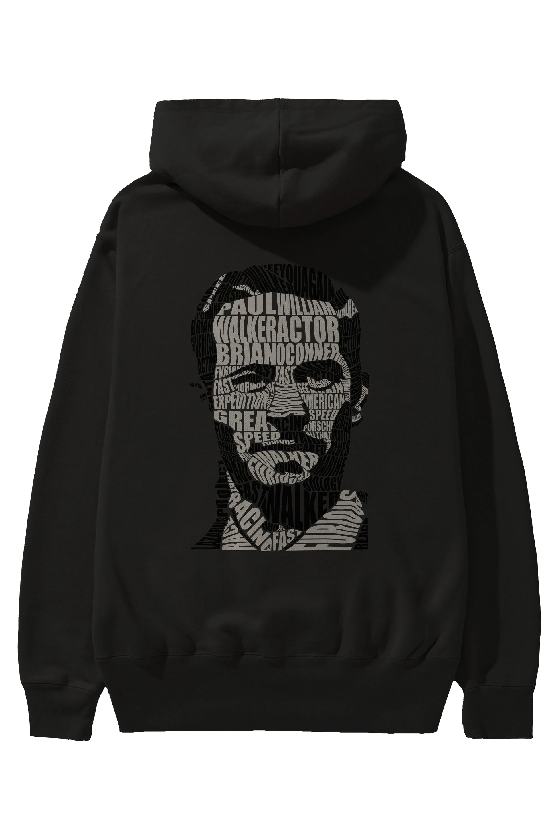 Paul Walker Calligram Arka Baskılı Hoodie Oversize Kapüşonlu Sweatshirt Erkek Kadın Unisex