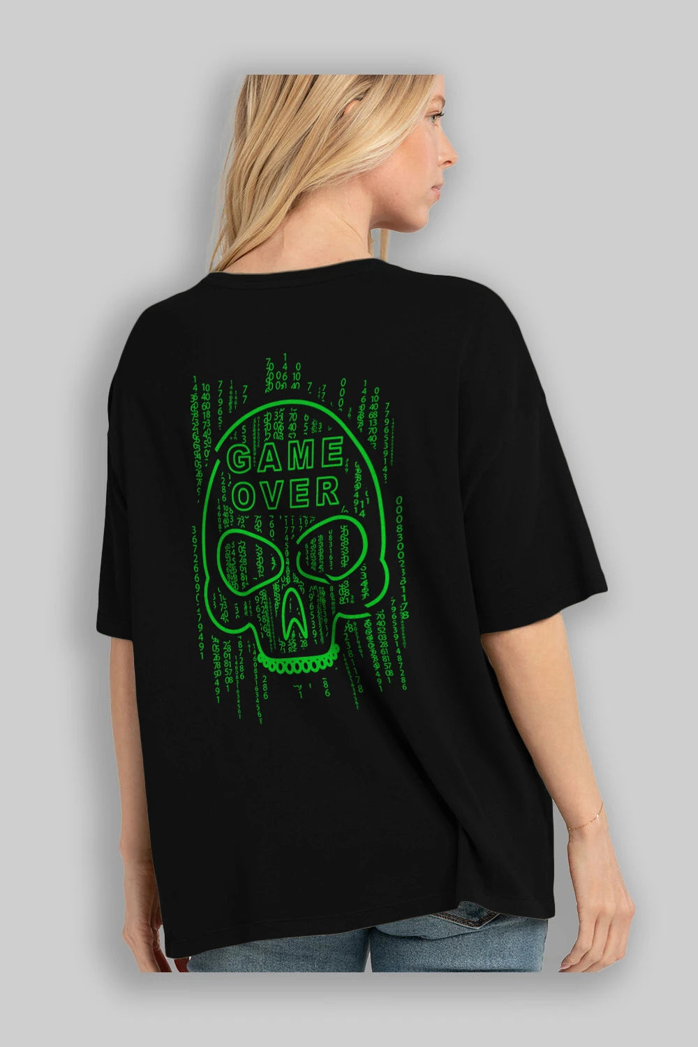 Game Over Arka Baskılı Oversize t-shirt Erkek Kadın Unisex