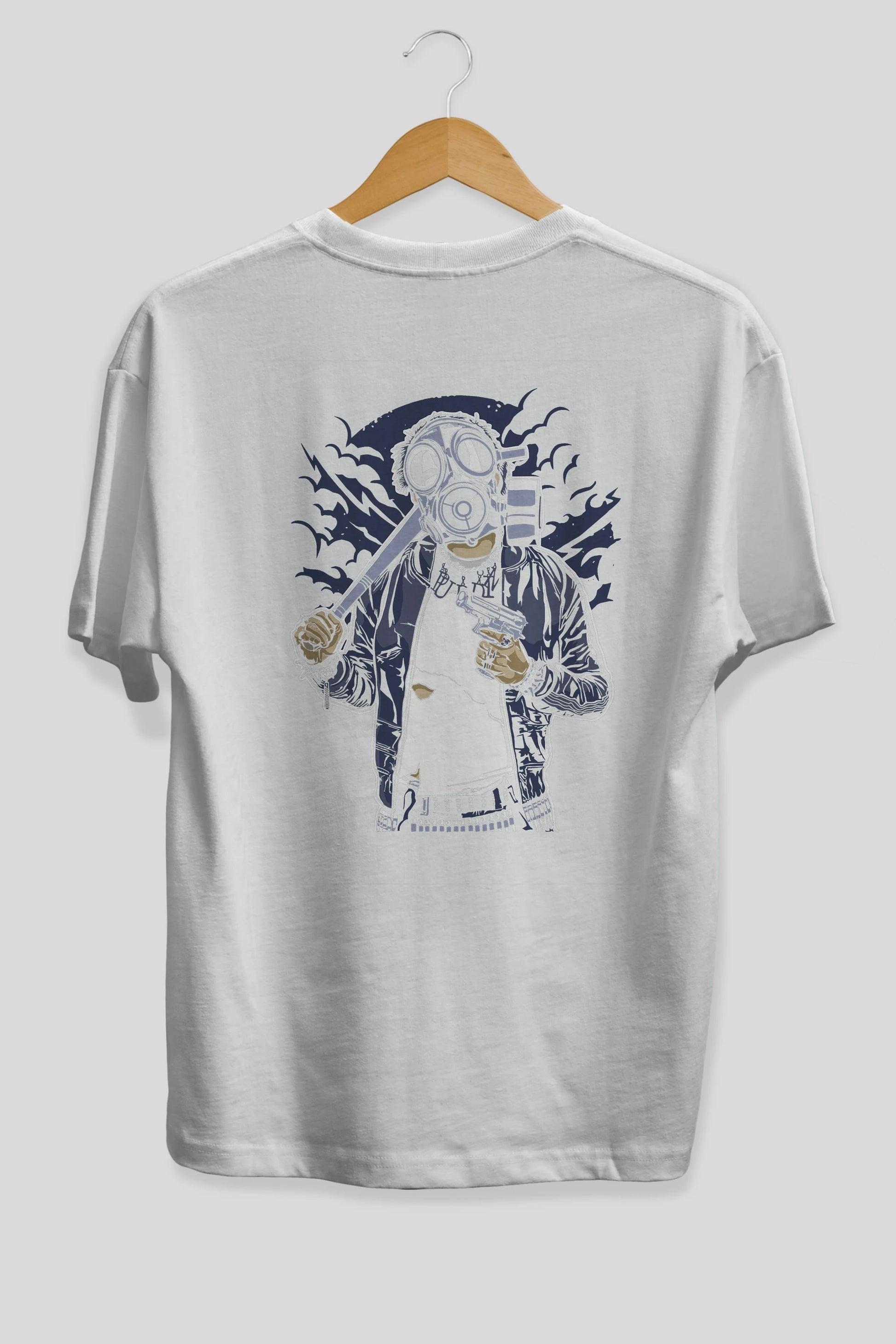 Gasmask Bastard Arka Baskılı Oversize t-shirt Erkek Kadın Unisex %100 Pamuk