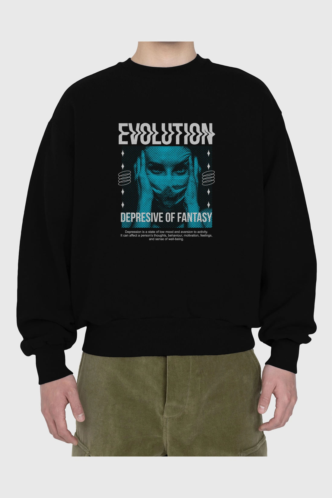 Evolution Ön Baskılı Oversize Sweatshirt Erkek Kadın Unisex