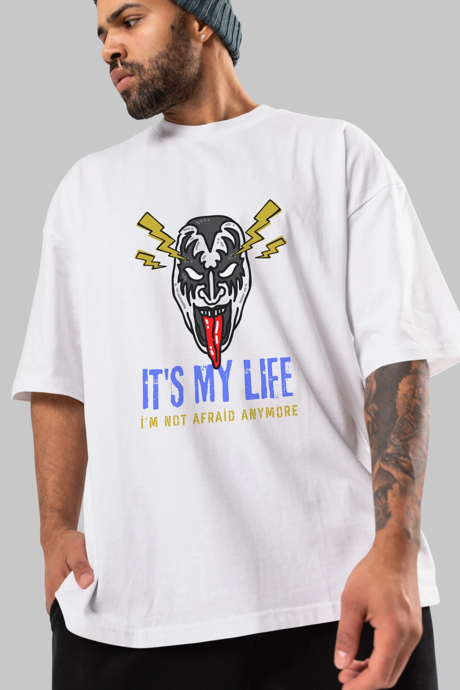 Its My Life Yazılı Ön Baskılı Oversize t-shirt Erkek Kadın Unisex