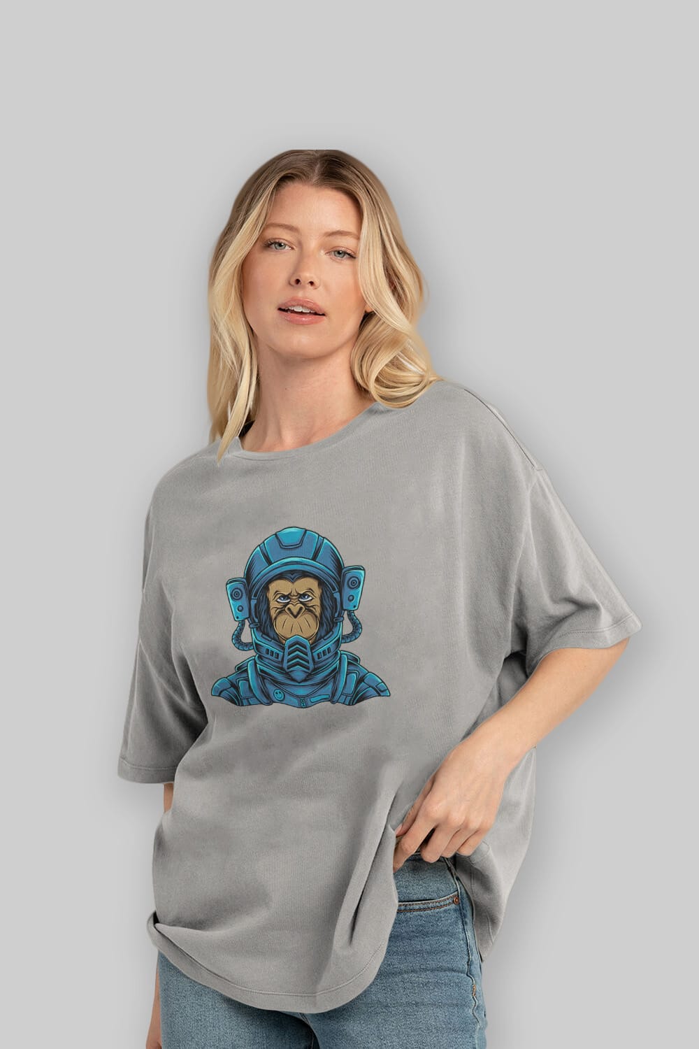 Astromonkey Ön Baskılı Oversize t-shirt Erkek Kadın Unisex