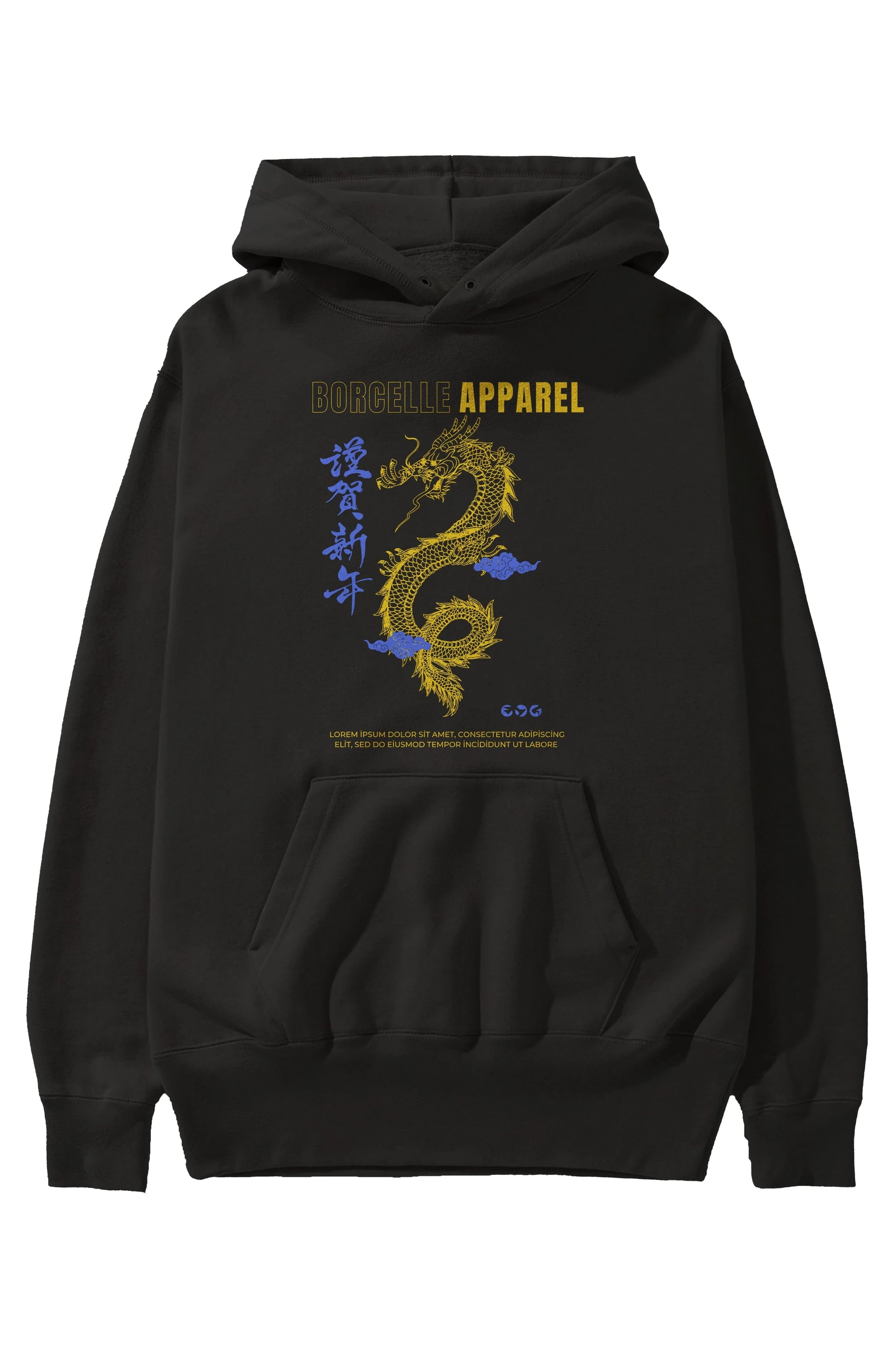 Borcelle Apparel Yazılı Ön Baskılı Oversize Hoodie Kapüşonlu Sweatshirt Erkek Kadın Unisex