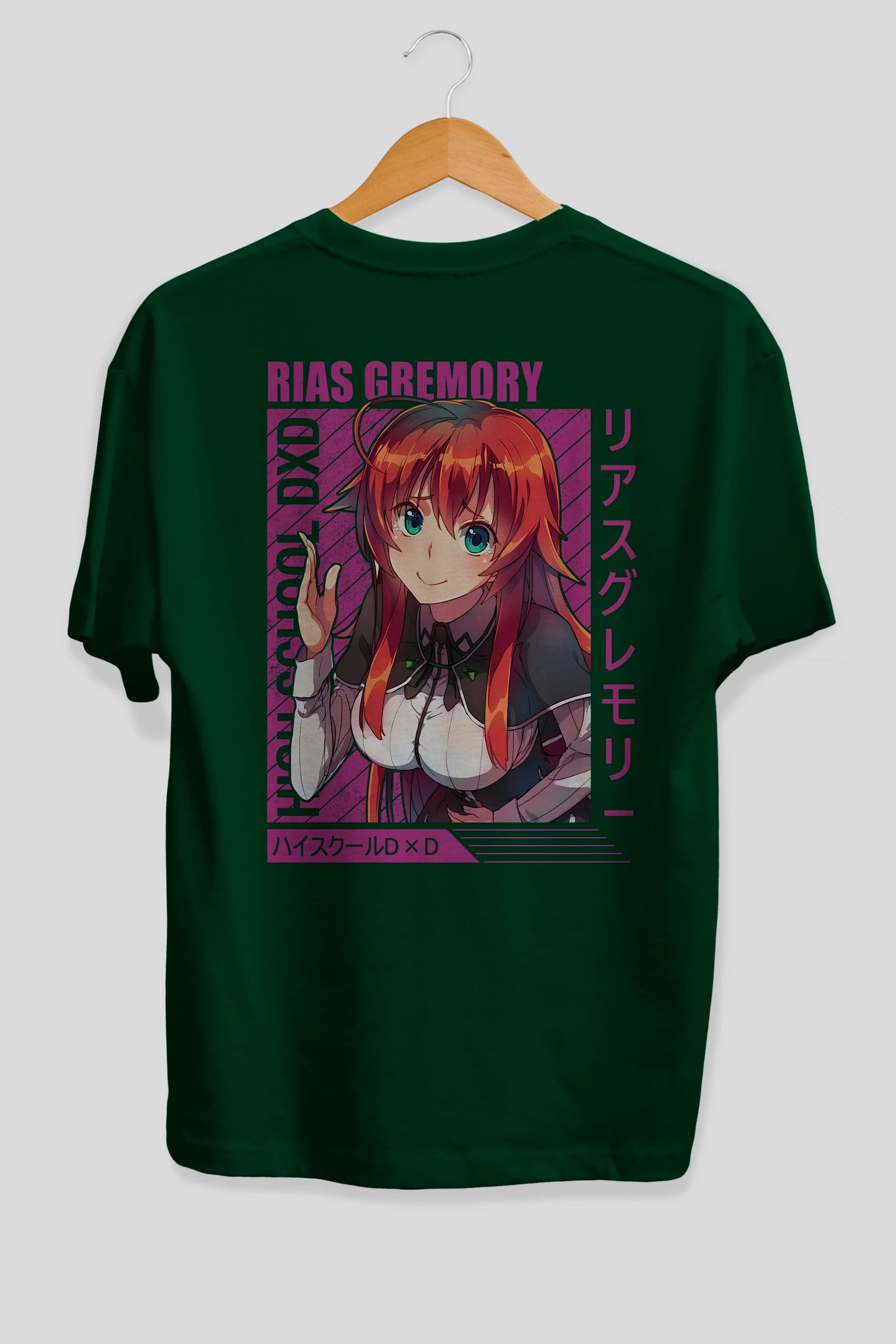 Rias Gremory 10 Anime Arka Baskılı Oversize t-shirt Erkek Kadın Unisex