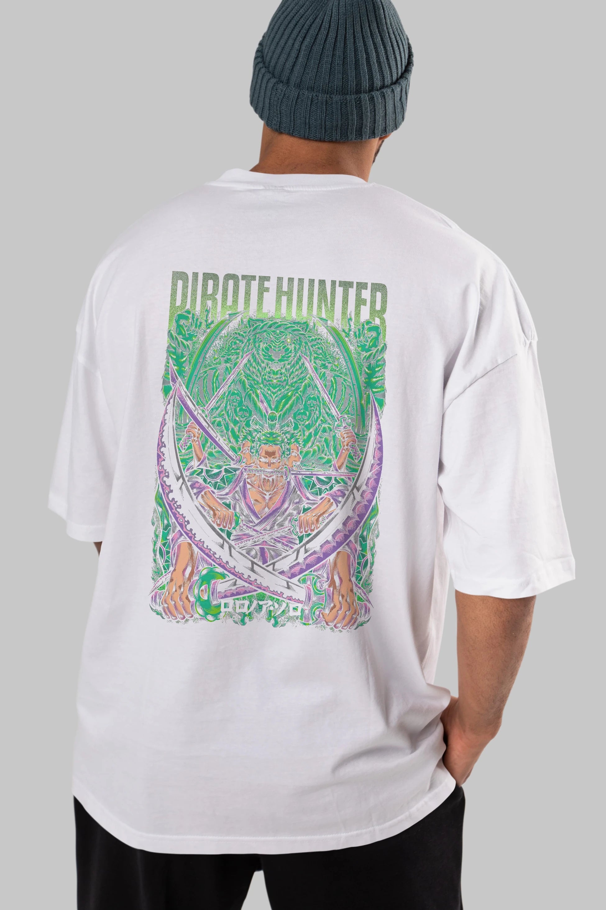 RORONOA ZORO 3 Anime Arka Baskılı Oversize t-shirt Erkek Kadın Unisex