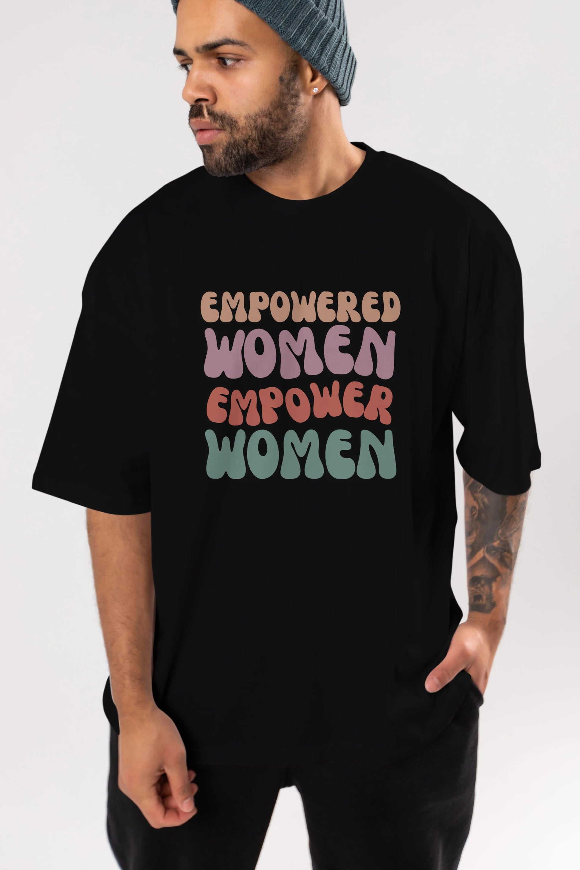 Empowered Women Yazılı Ön Baskılı Oversize t-shirt Erkek Kadın Unisex