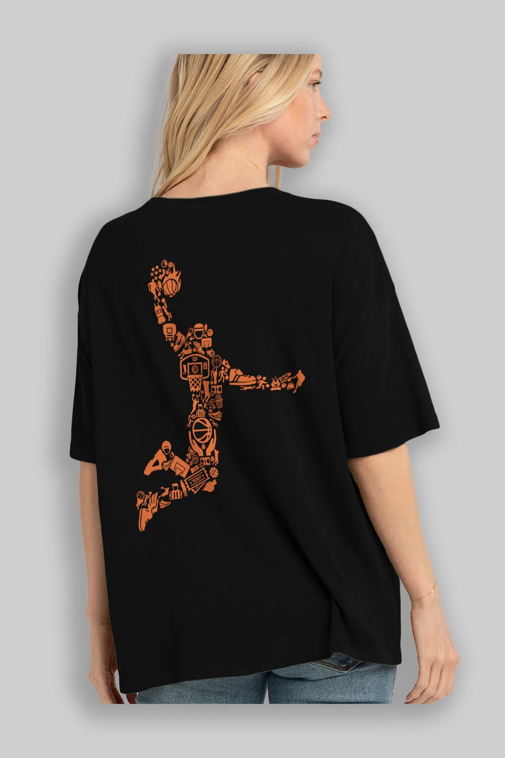 Basketball Player Arka Baskılı Oversize t-shirt %100 pamuk Erkek Kadın Unisex