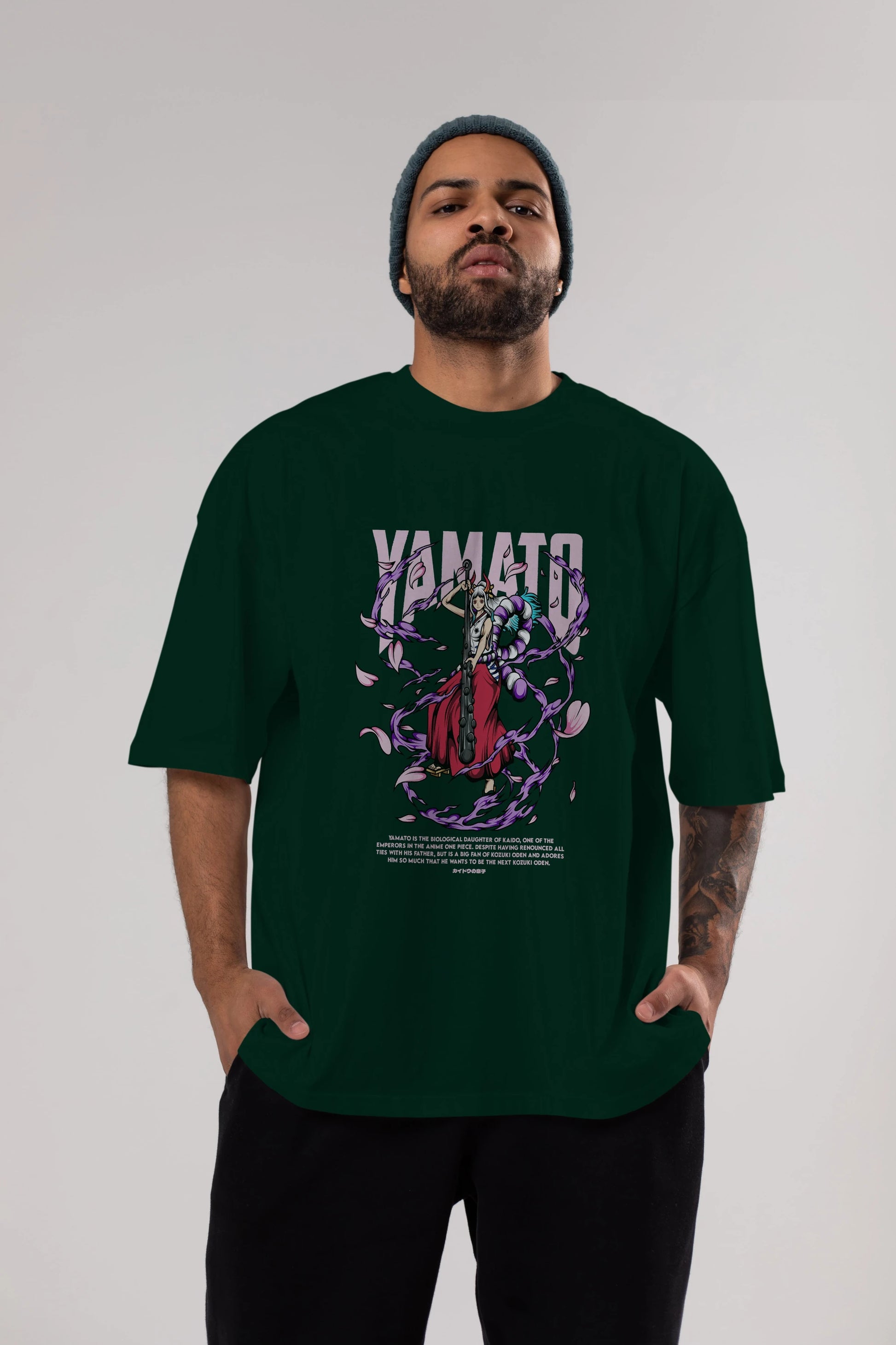 Yamato Anime Ön Baskılı Oversize t-shirt %100 pamuk Erkek Kadın Unisex