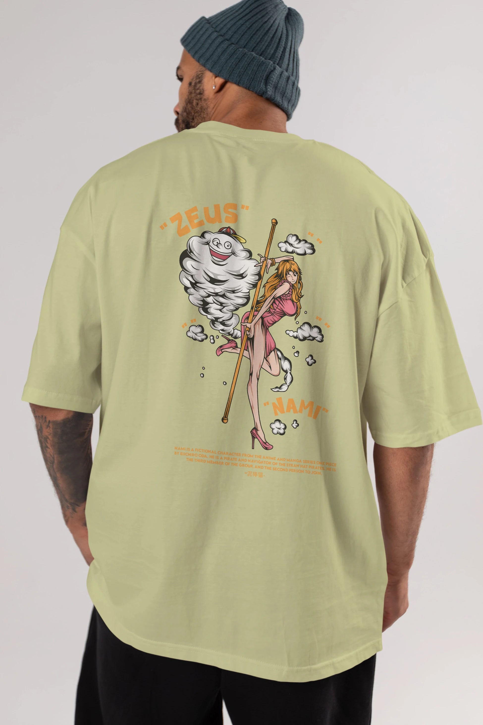 Zeus Nami Anime Arka Baskılı Oversize t-shirt Erkek Kadın Unisex