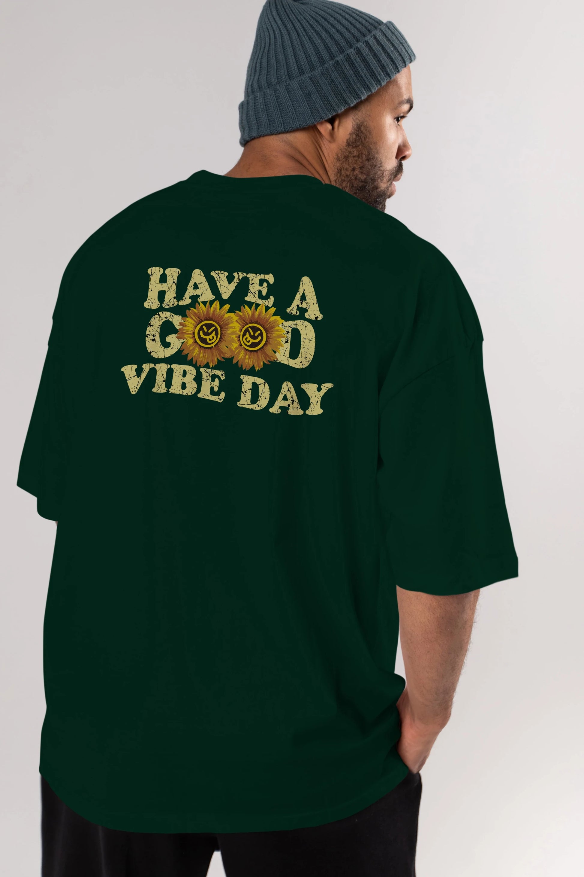 Have a Good Vibe Day Arka Baskılı Oversize t-shirt Erkek Kadın Unisex