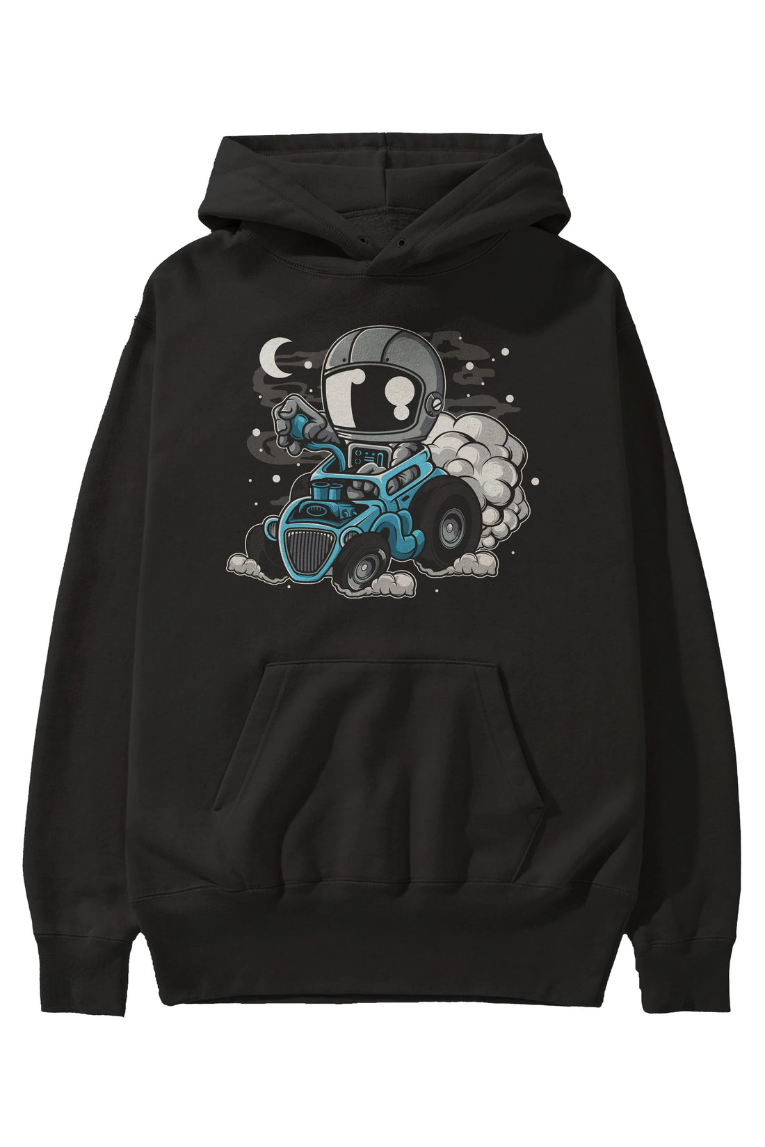 Astronaut Hotrod Ön Baskılı Hoodie Oversize Kapüşonlu Sweatshirt Erkek Kadın Unisex