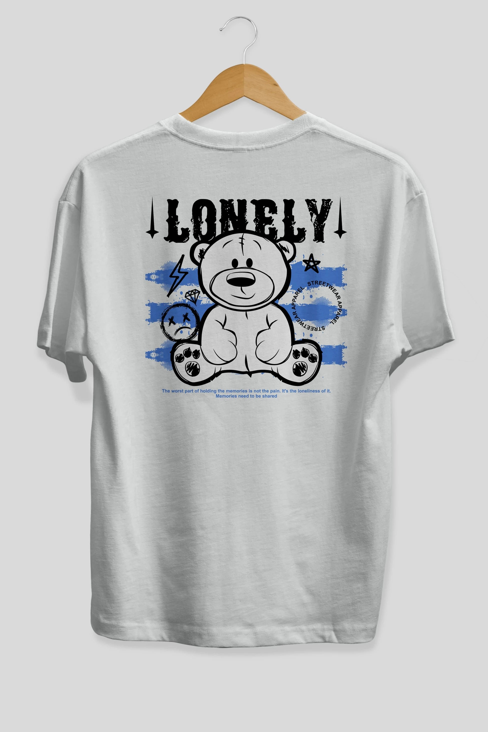 Teddy Bear Lonely Arka Baskılı Oversize t-shirt Erkek Kadın Unisex