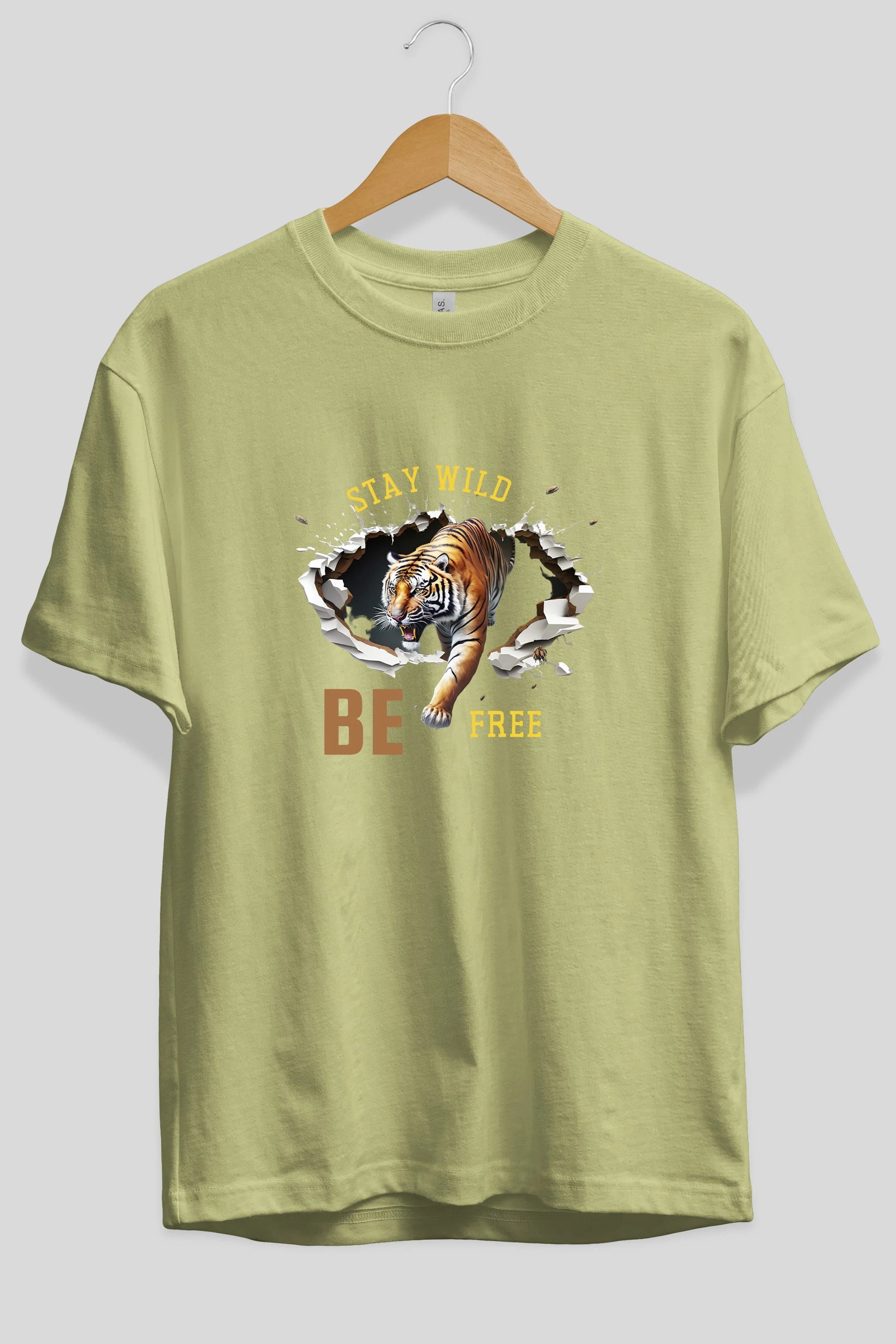 Stay Wild Be Free Yazılı Ön Baskılı Oversize t-shirt Erkek Kadın Unisex