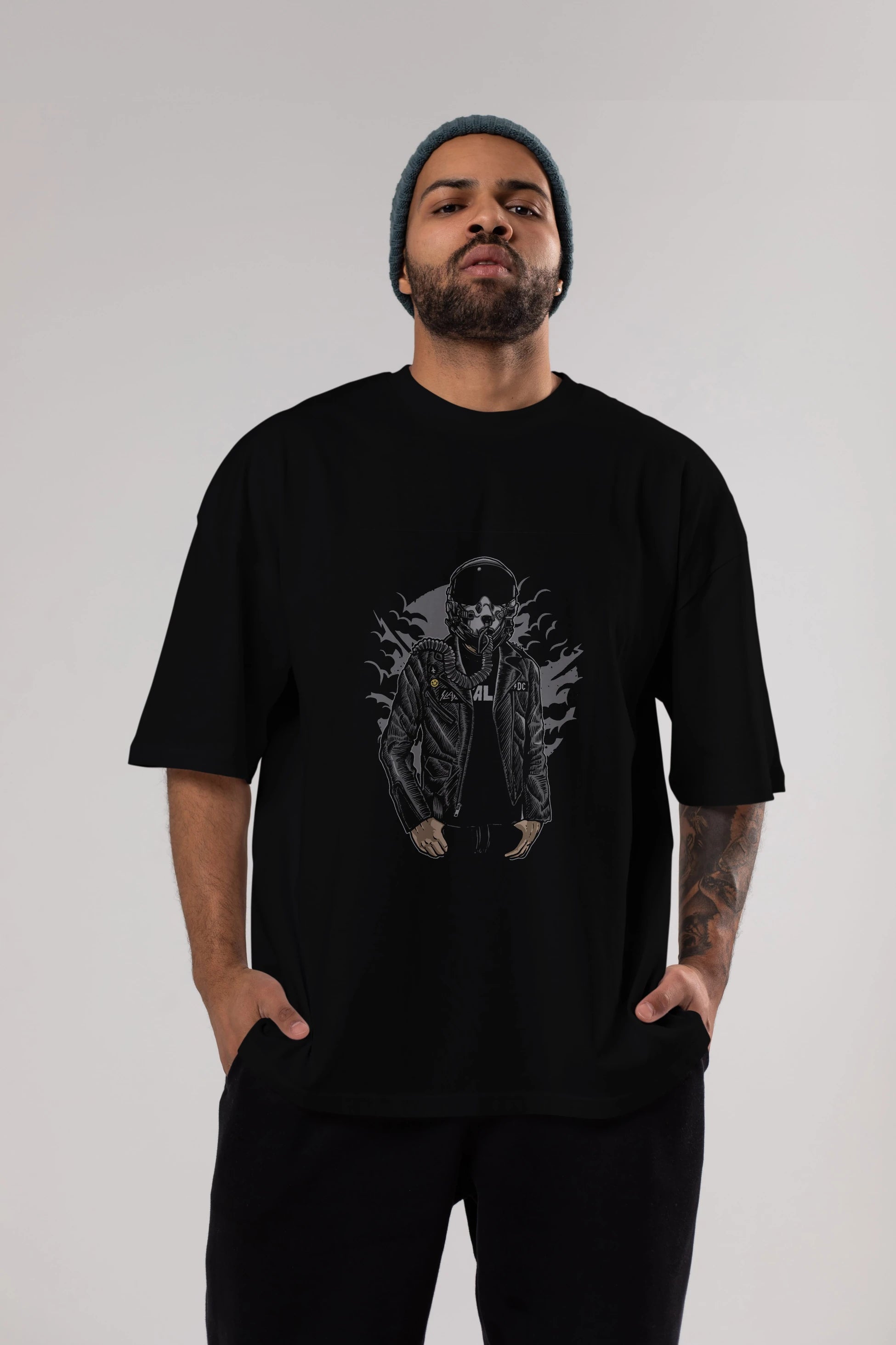 Sky Fighter Ön Baskılı Oversize t-shirt Erkek Kadın Unisex %100 Pamuk tişort