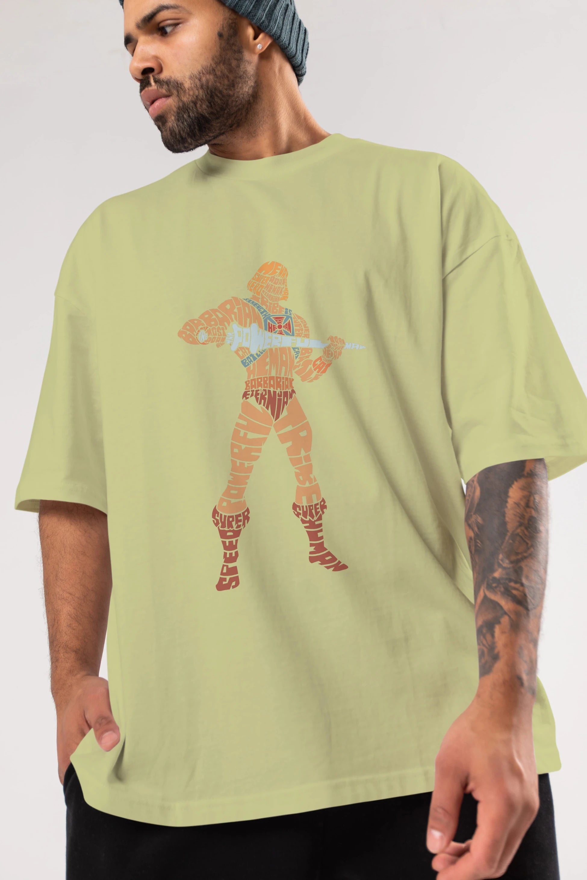 Heman Ön Baskılı Oversize t-shirt %100 pamuk Erkek Kadın Unisex