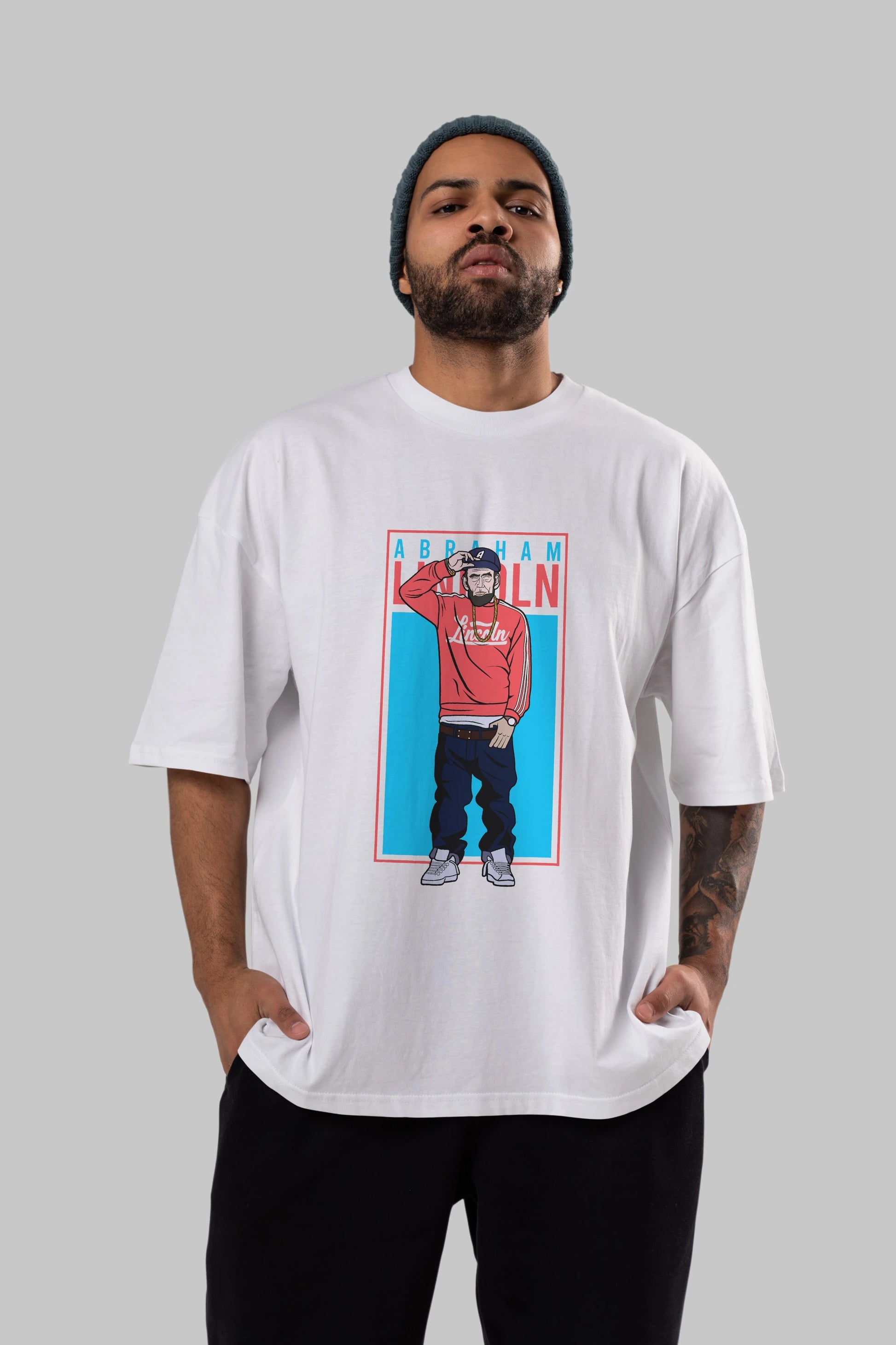 Abraham Lincoln Ön Baskılı Oversize t-shirt Erkek Kadın Unisex %100 Pamuk tişort