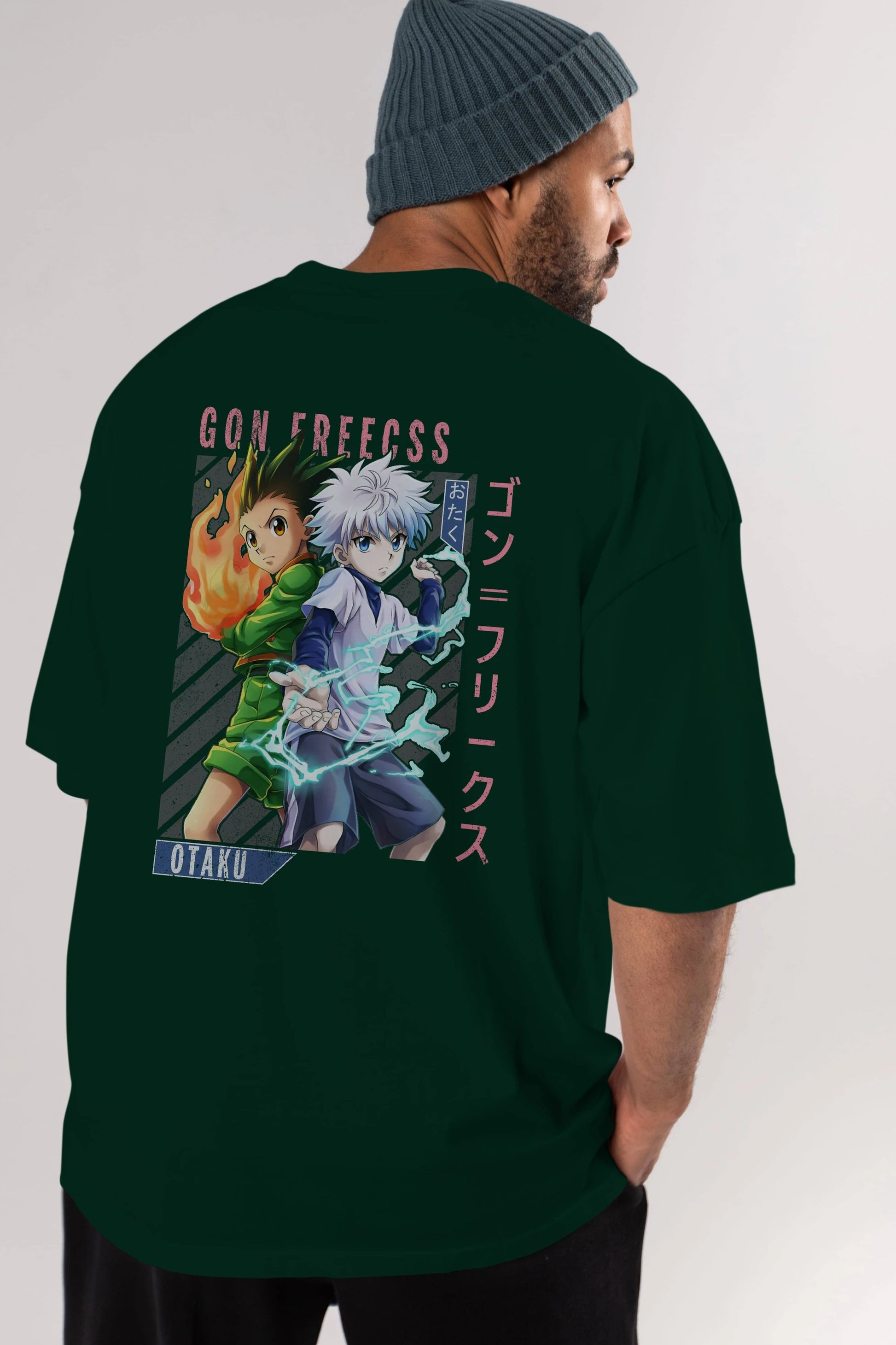 Gon Freecss HUNTER X HUNTER 1 Anime Arka Baskılı Oversize t-shirt Erkek Kadın Unisex